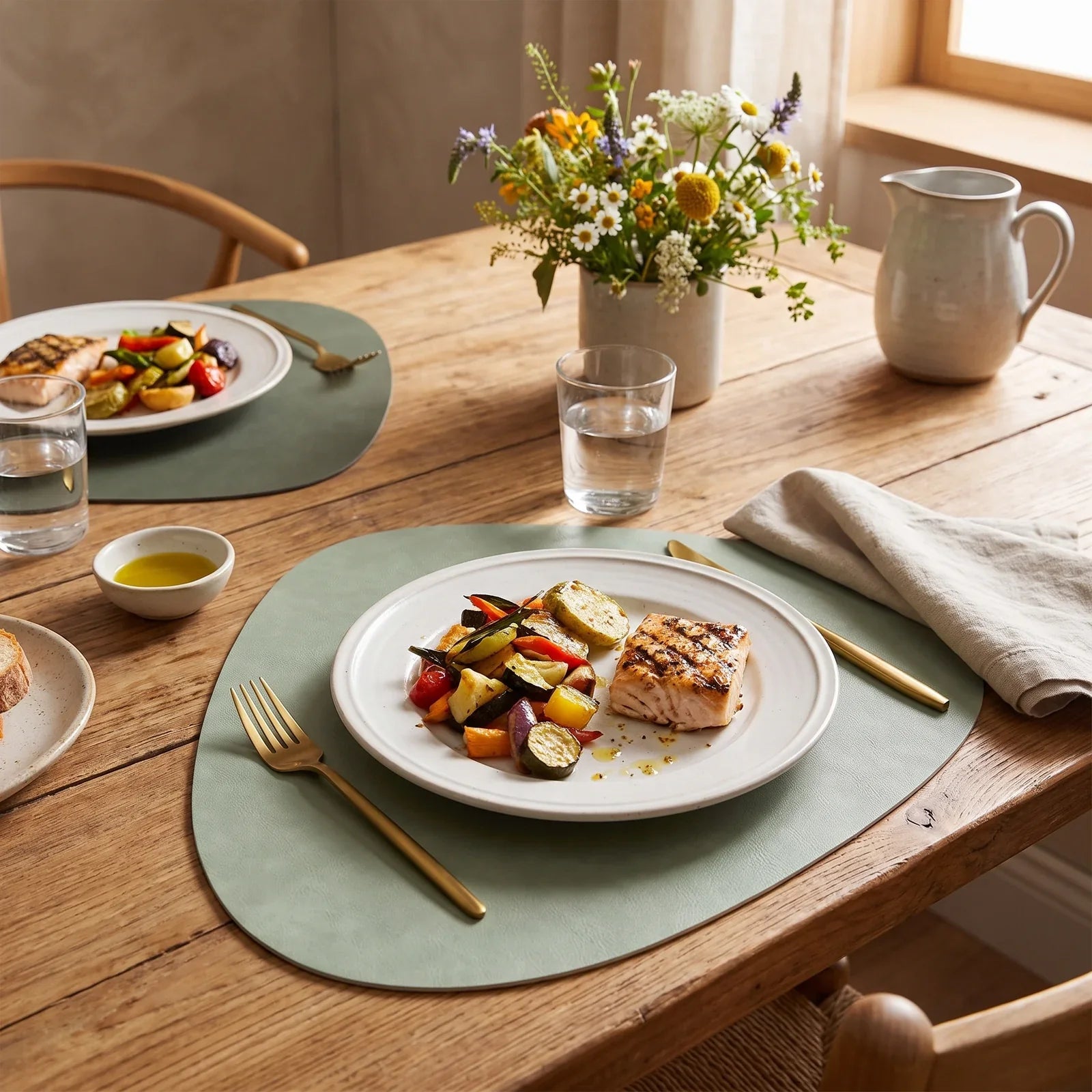 NordicDrop Faux Leather Placemats - Sleek, Easy-Care Dining Mats