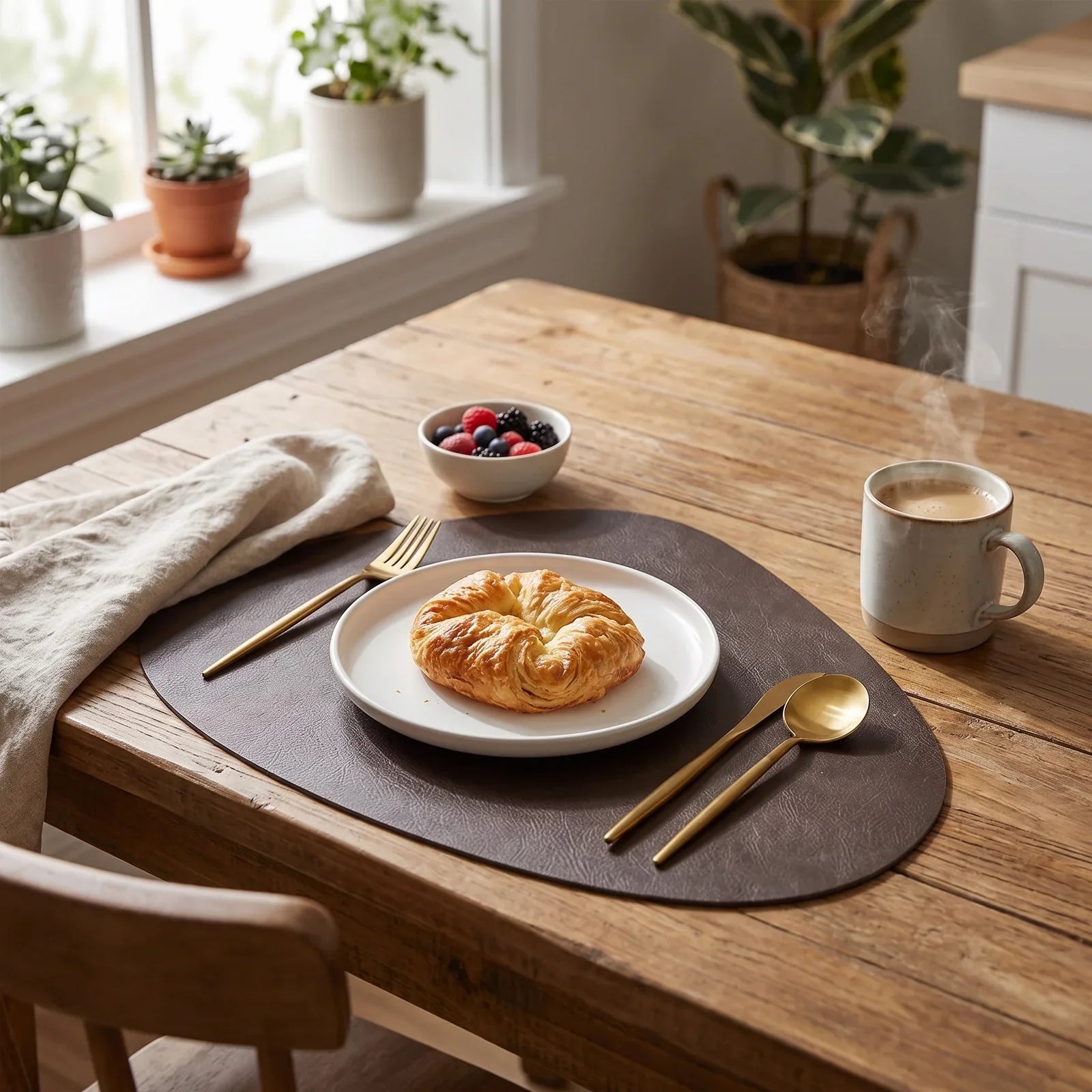 NordicDrop Faux Leather Placemats - Sleek, Easy-Care Dining Mats