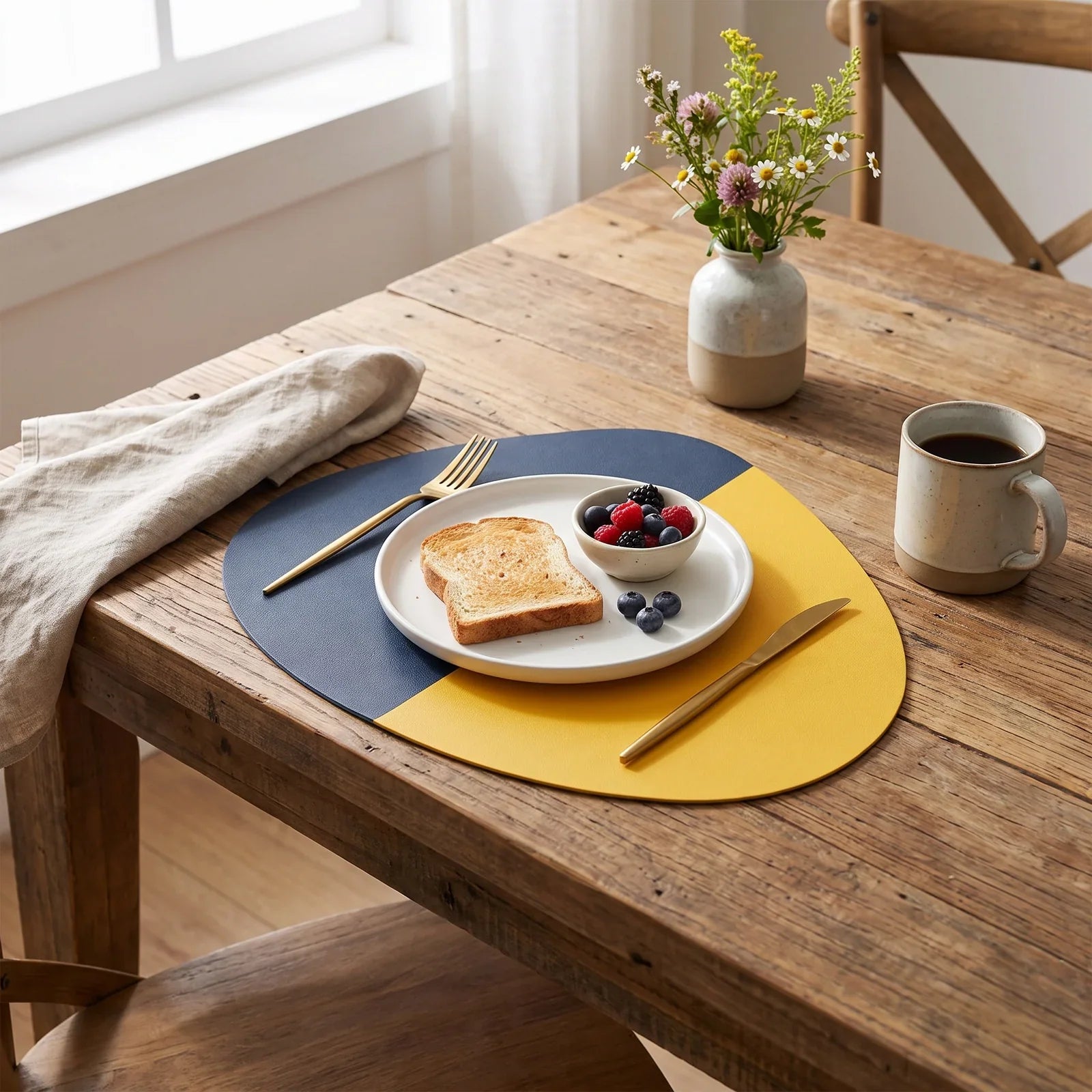 NordicDrop Faux Leather Placemats - Sleek, Easy-Care Dining Mats