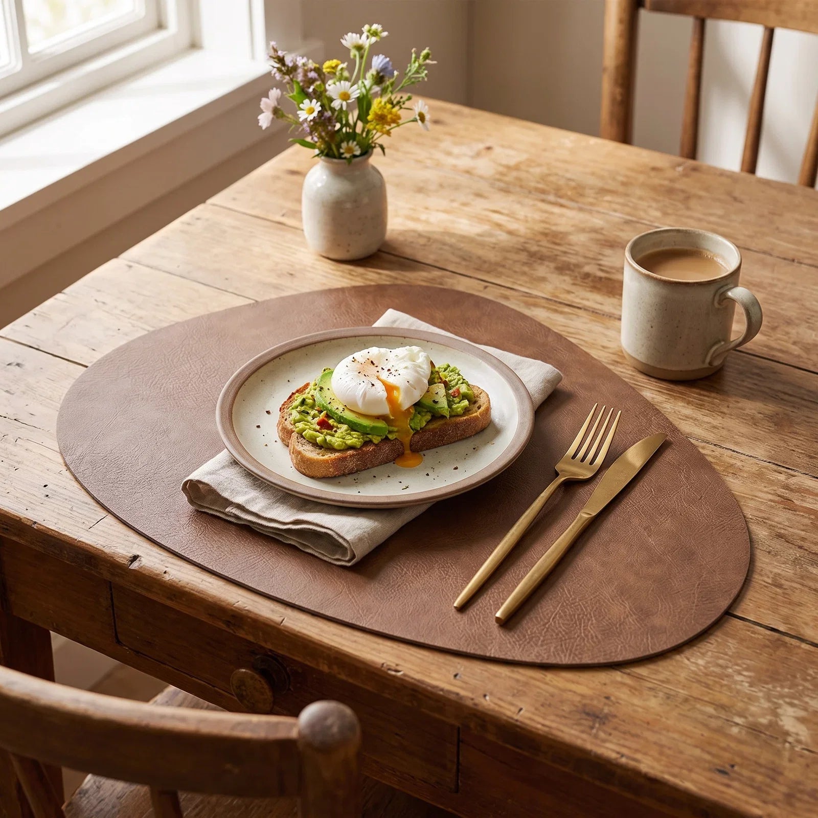 NordicDrop Faux Leather Placemats - Sleek, Easy-Care Dining Mats