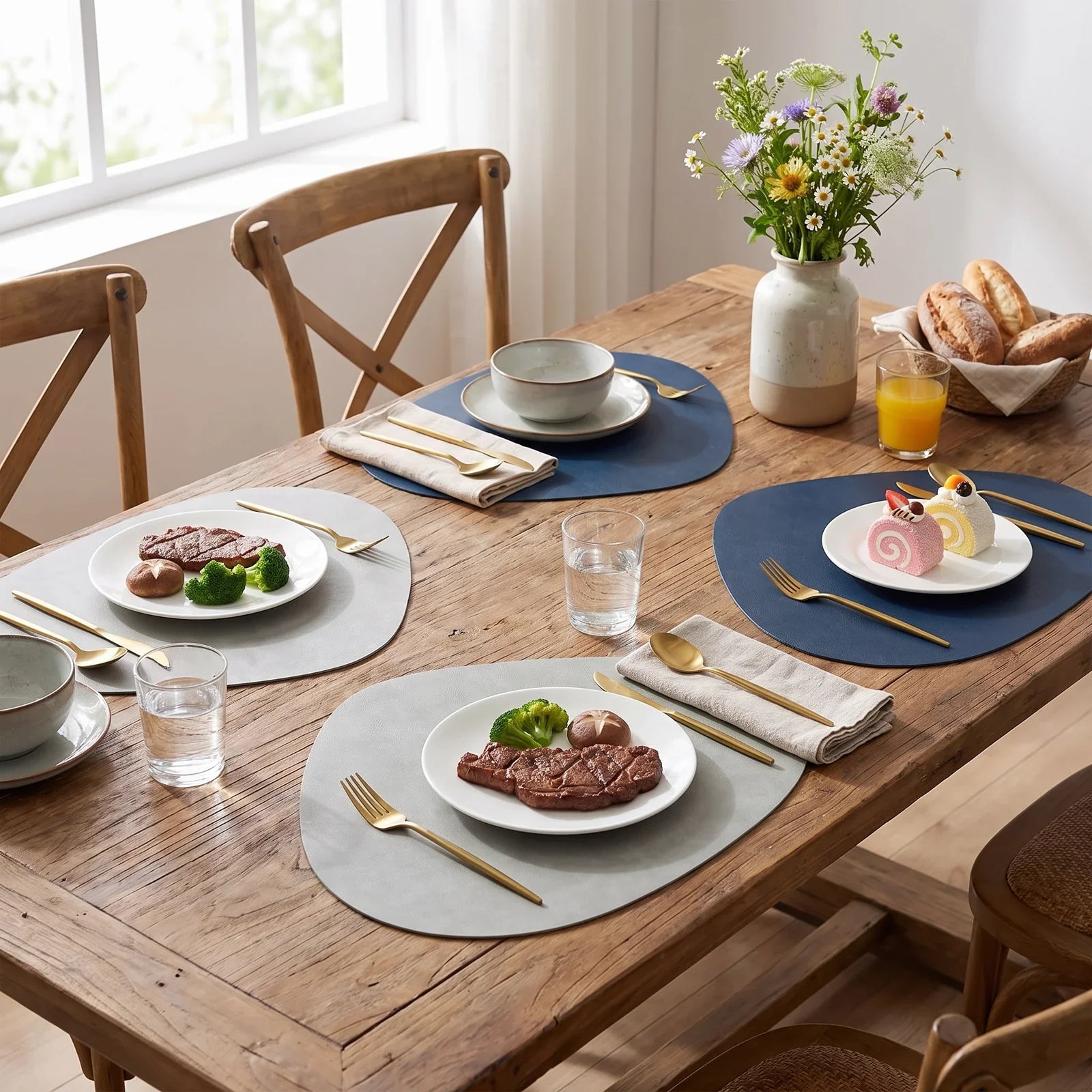 NordicDrop Faux Leather Placemats - Sleek, Easy-Care Dining Mats