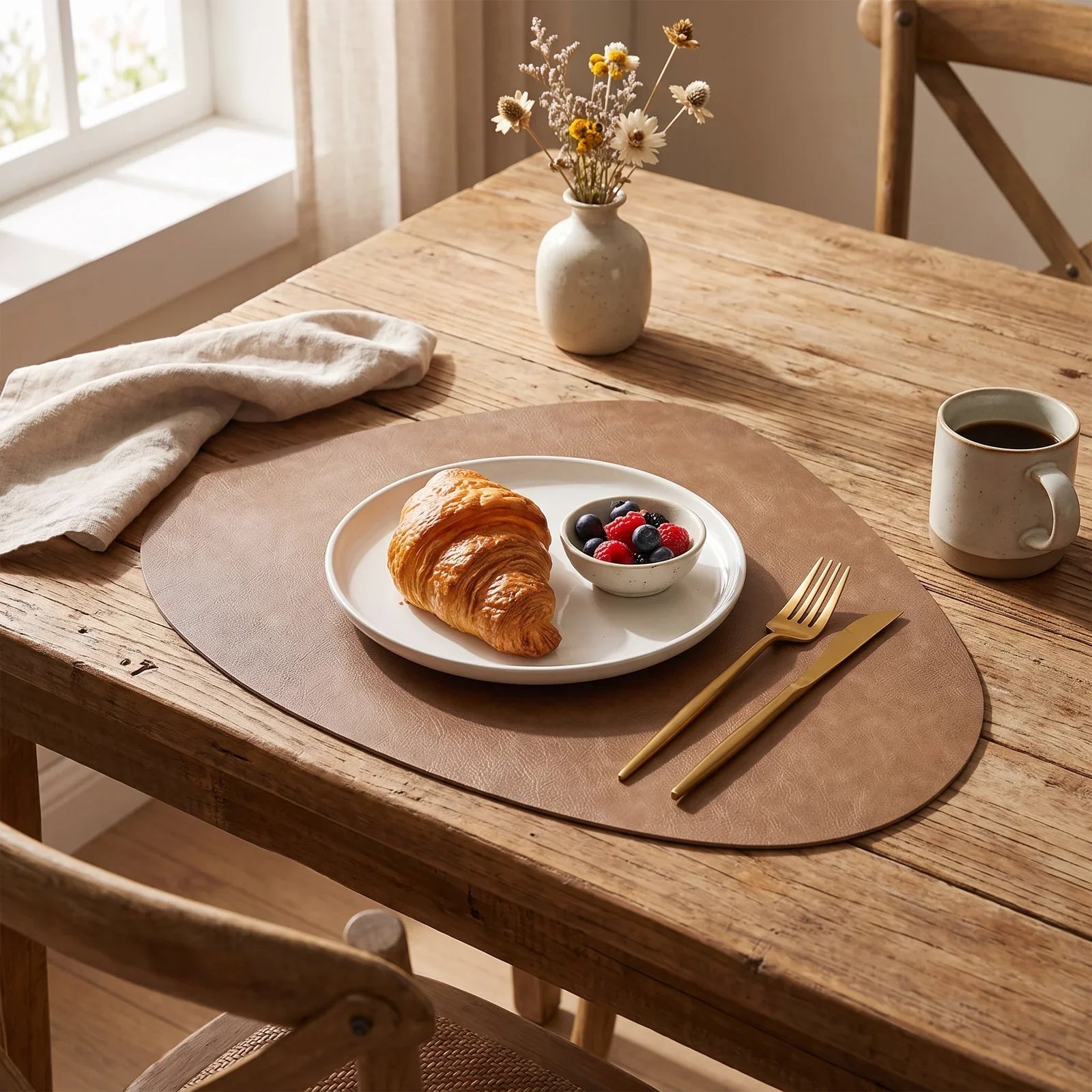 NordicDrop Faux Leather Placemats - Sleek, Easy-Care Dining Mats