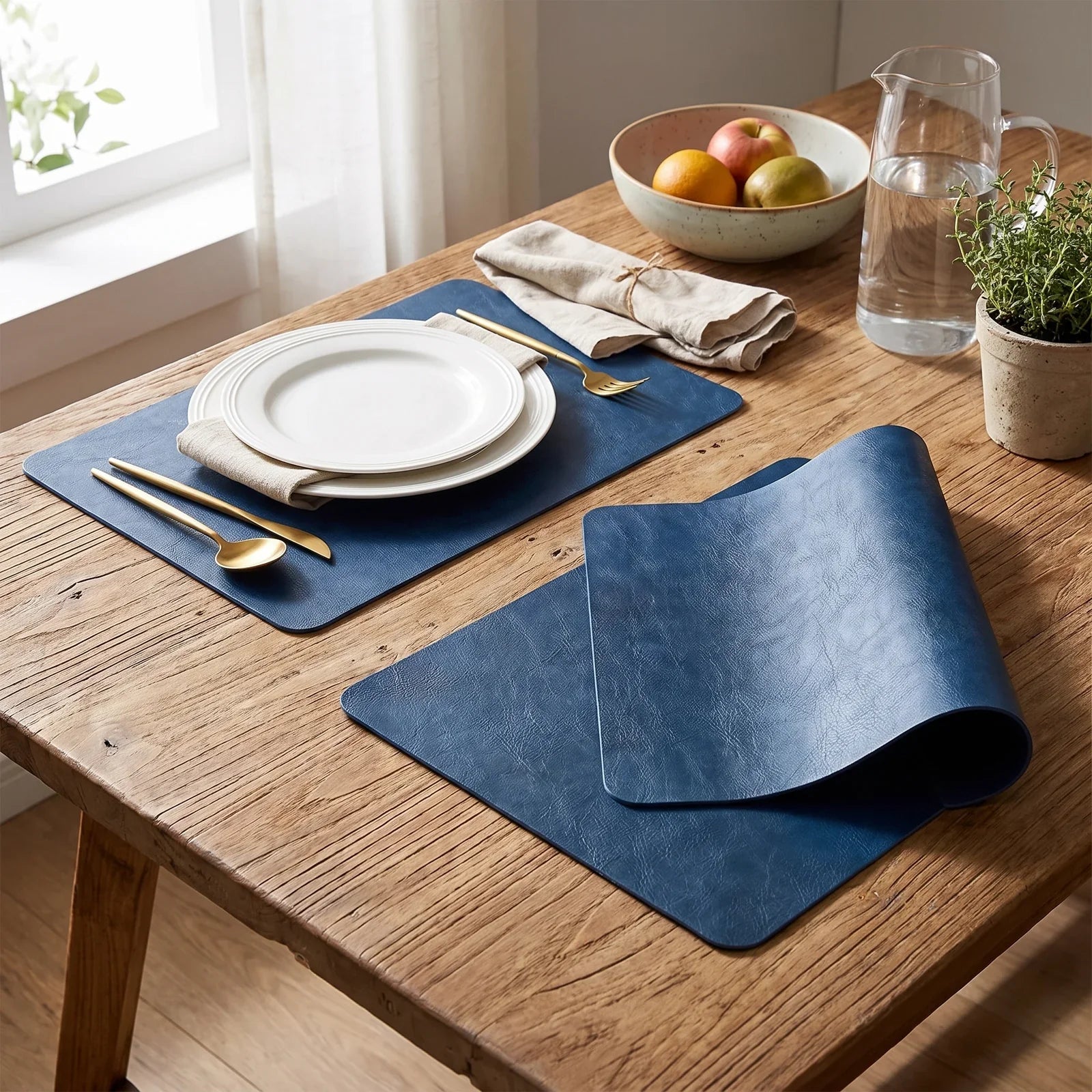DuoMat Faux Leather Placemats – Chic, Durable Dining Mats