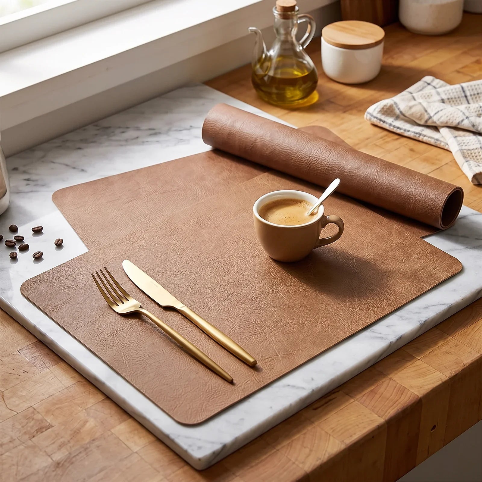 DuoMat Faux Leather Placemats – Chic, Durable Dining Mats
