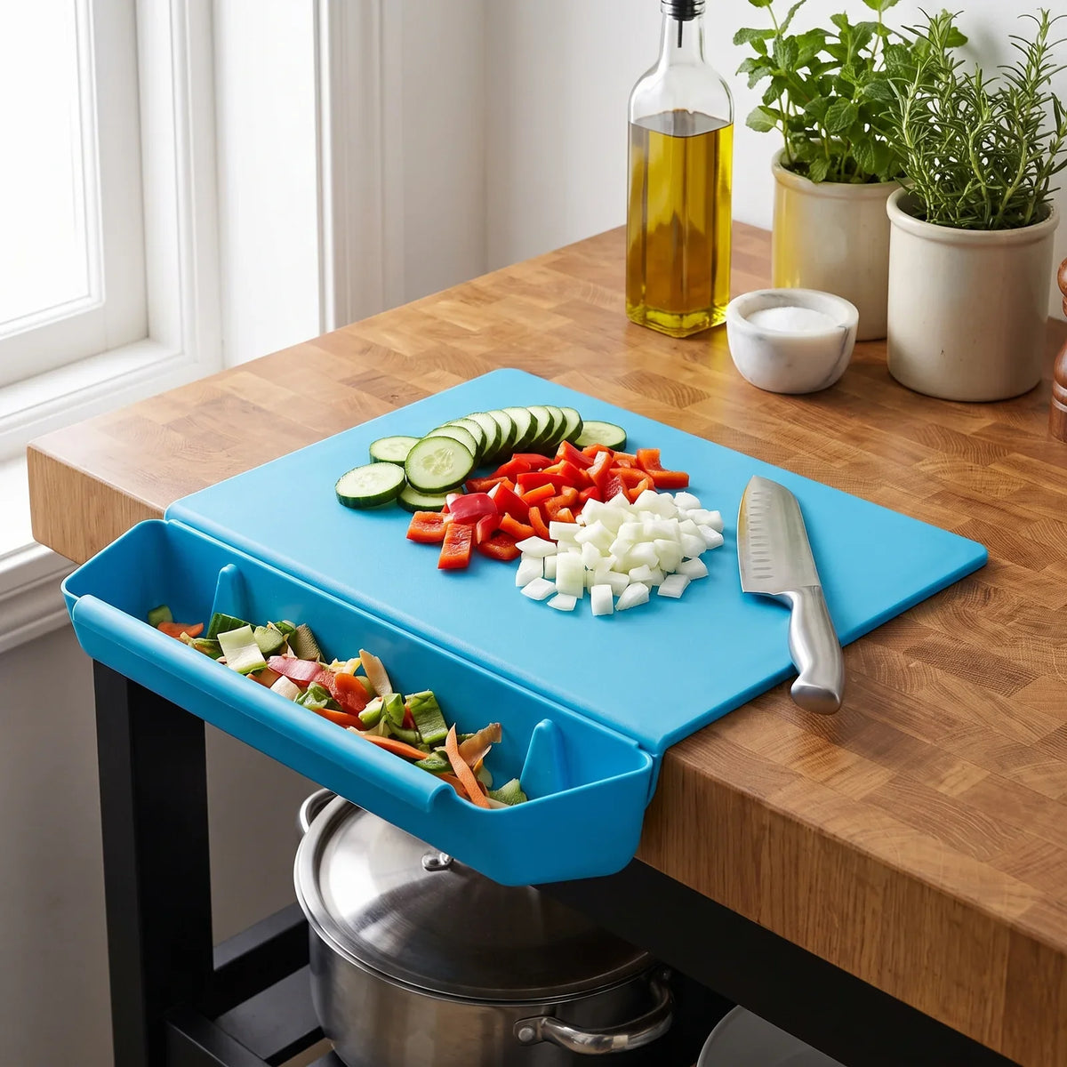 Two-in-One Chopping Board with Built-In Storage