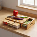 Premium Bamboo Cutting Board with Built-In Storage Trays