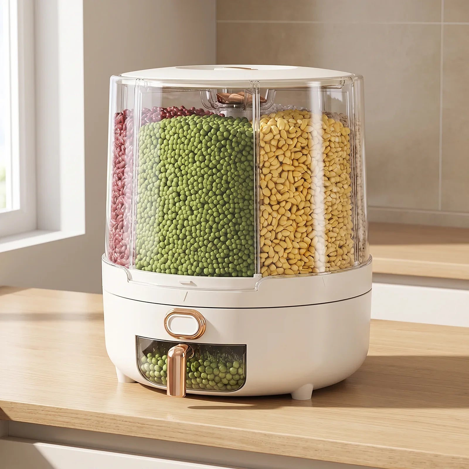 360° Rotating Airtight Food Storage Container for Fresh, Easy-Access Kitchen Organization