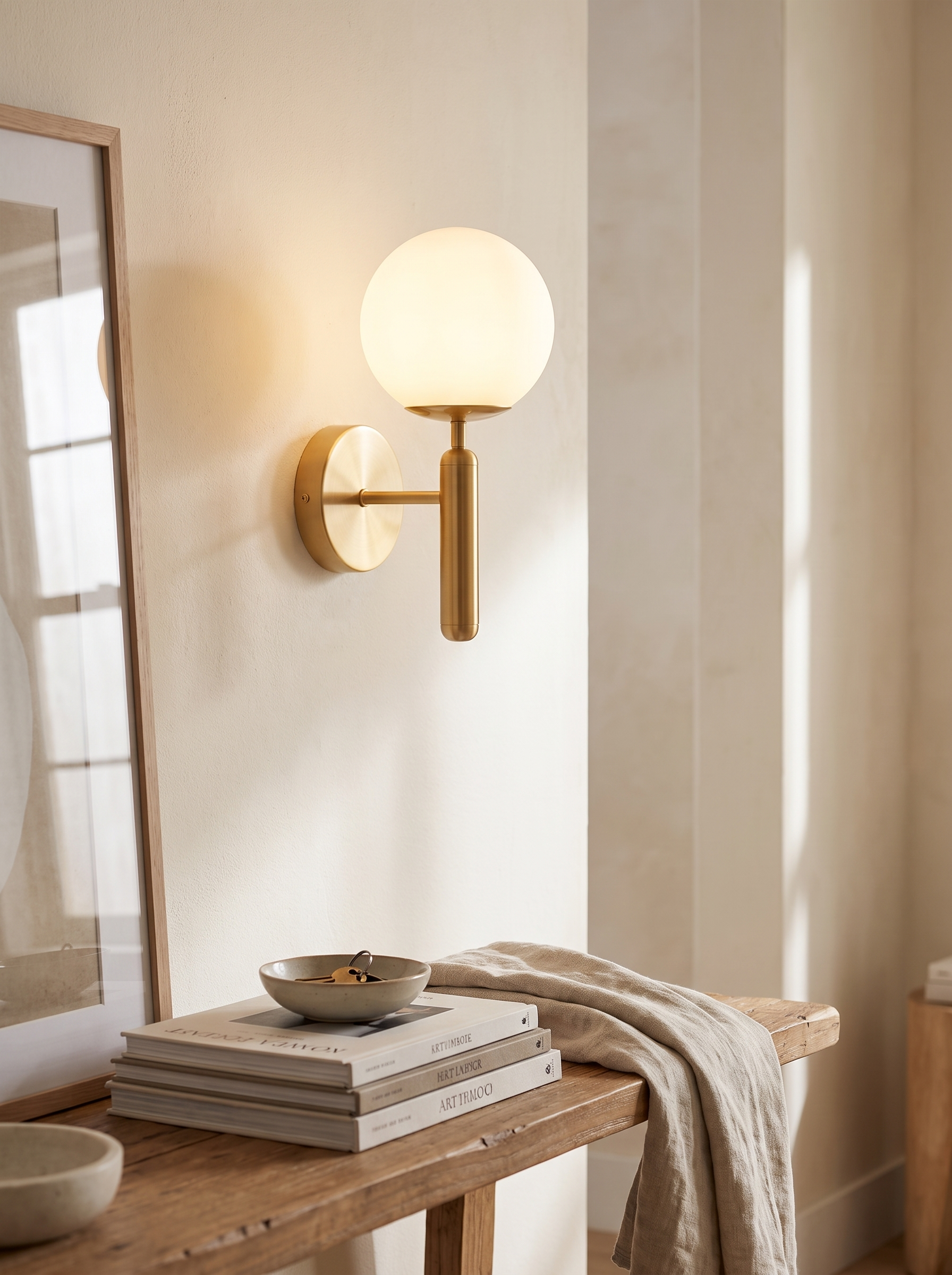Sleek Modern Glass Globe Wall Sconce for Elegant Ambient Lighting in a home setting, view 3