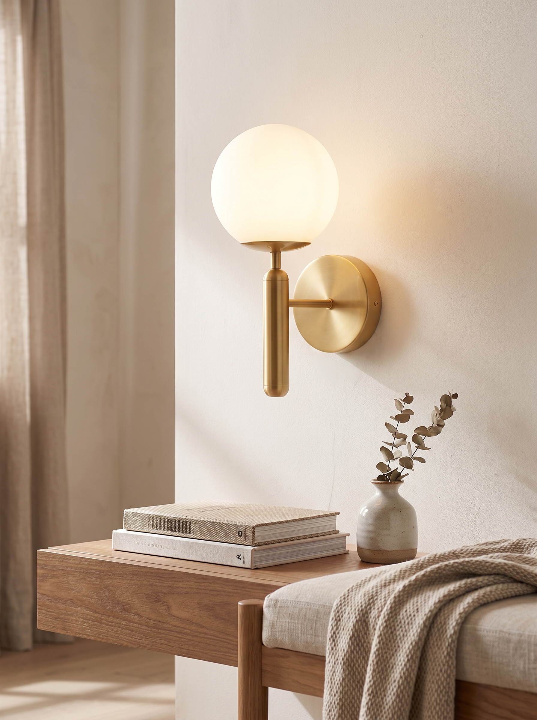 Sleek Modern Glass Globe Wall Sconce for Elegant Ambient Lighting in a home setting, view 1