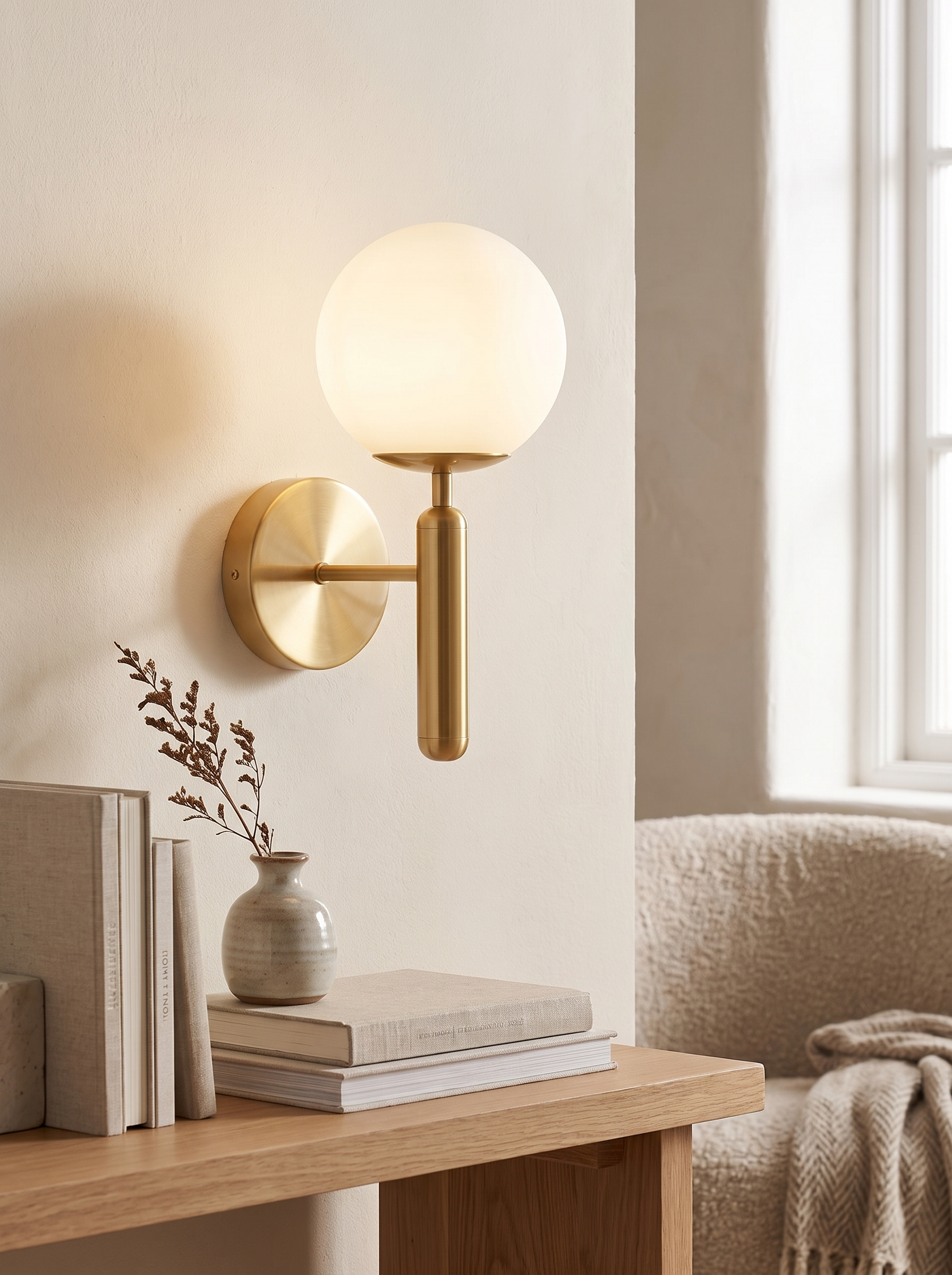 Sleek Modern Glass Globe Wall Sconce for Elegant Ambient Lighting in a home setting, view 2