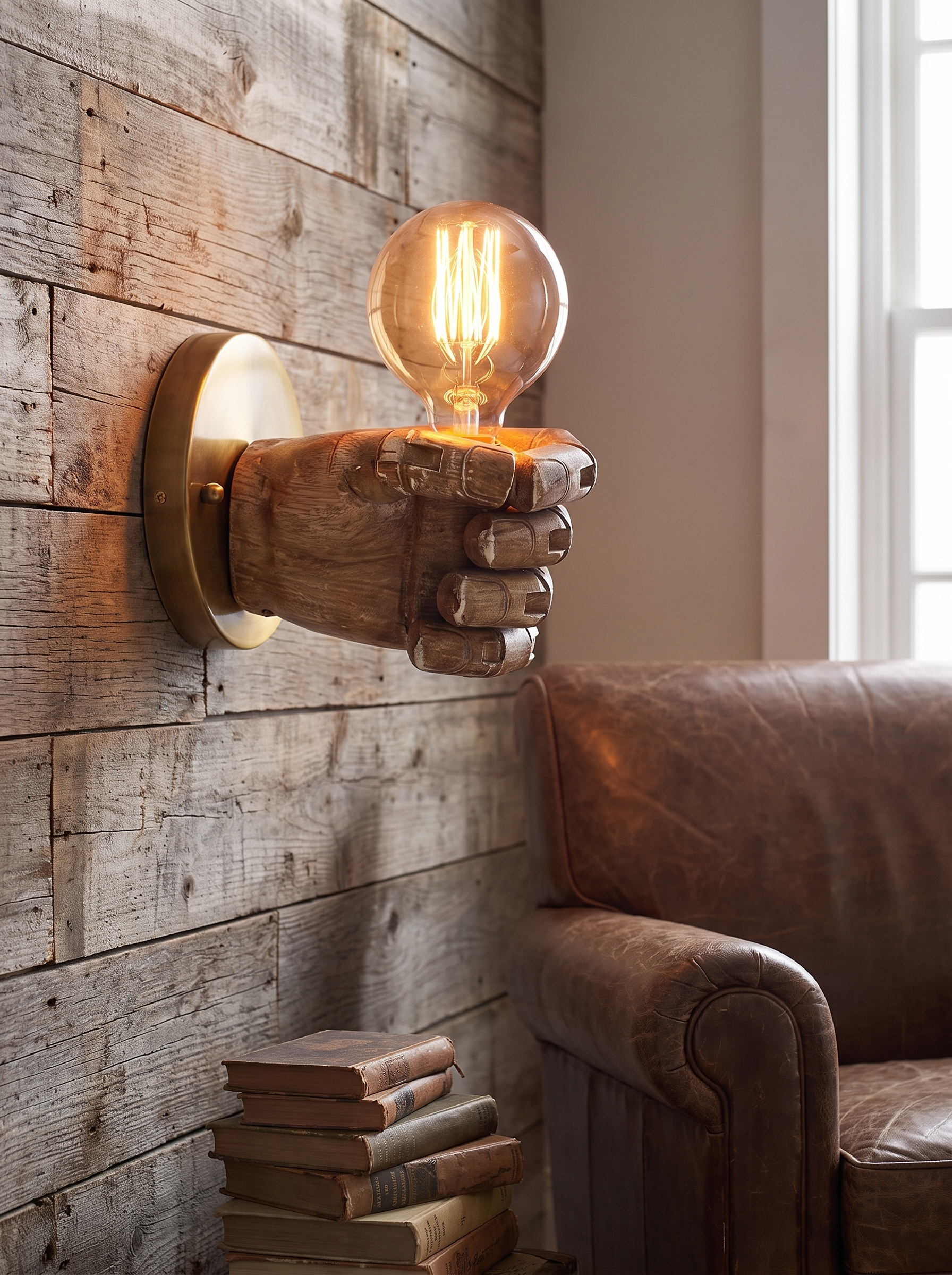 Industrial Handcrafted Wall Lamp in a home setting, view 2