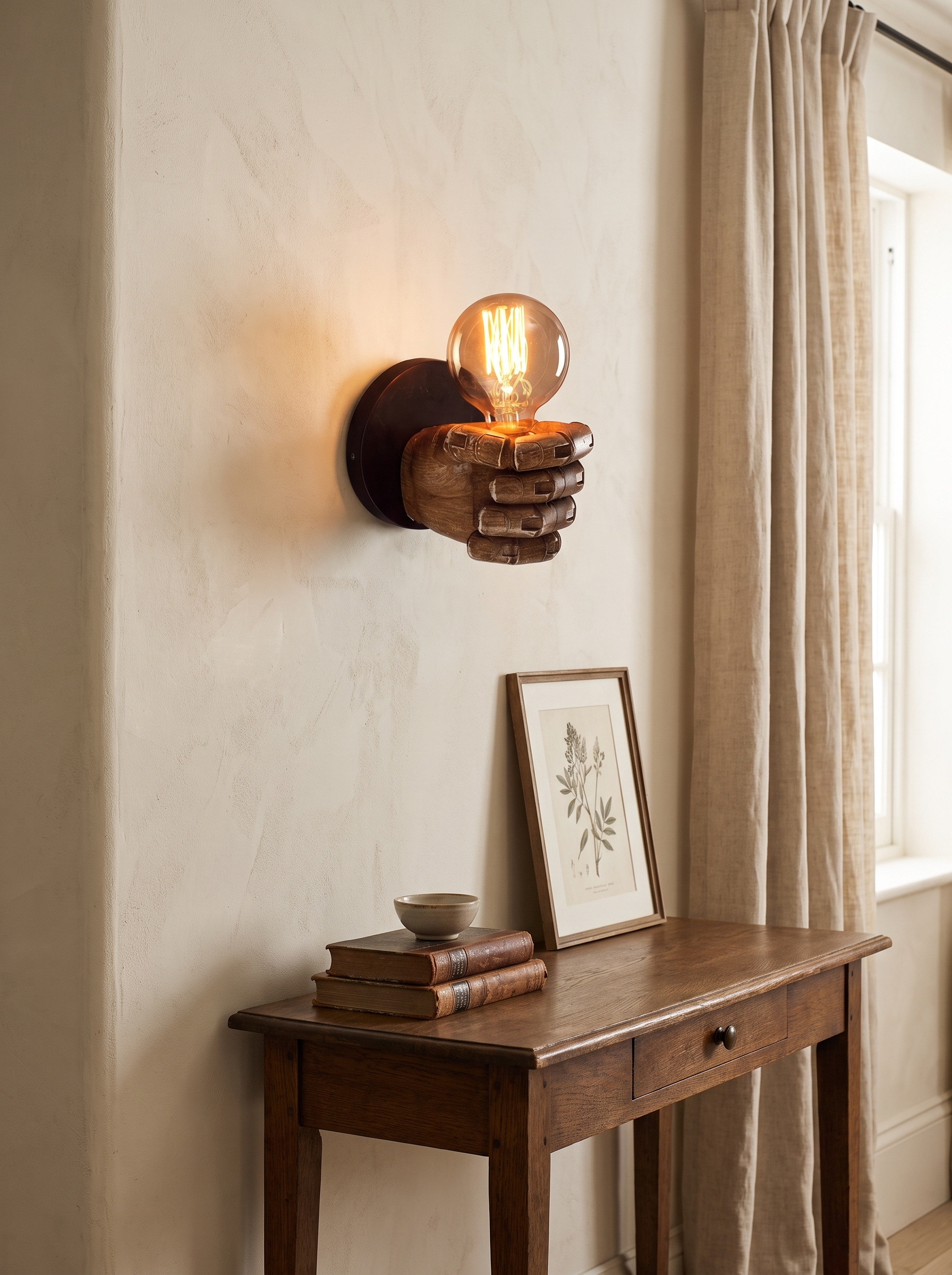 Industrial Handcrafted Wall Lamp in a home setting, view 3