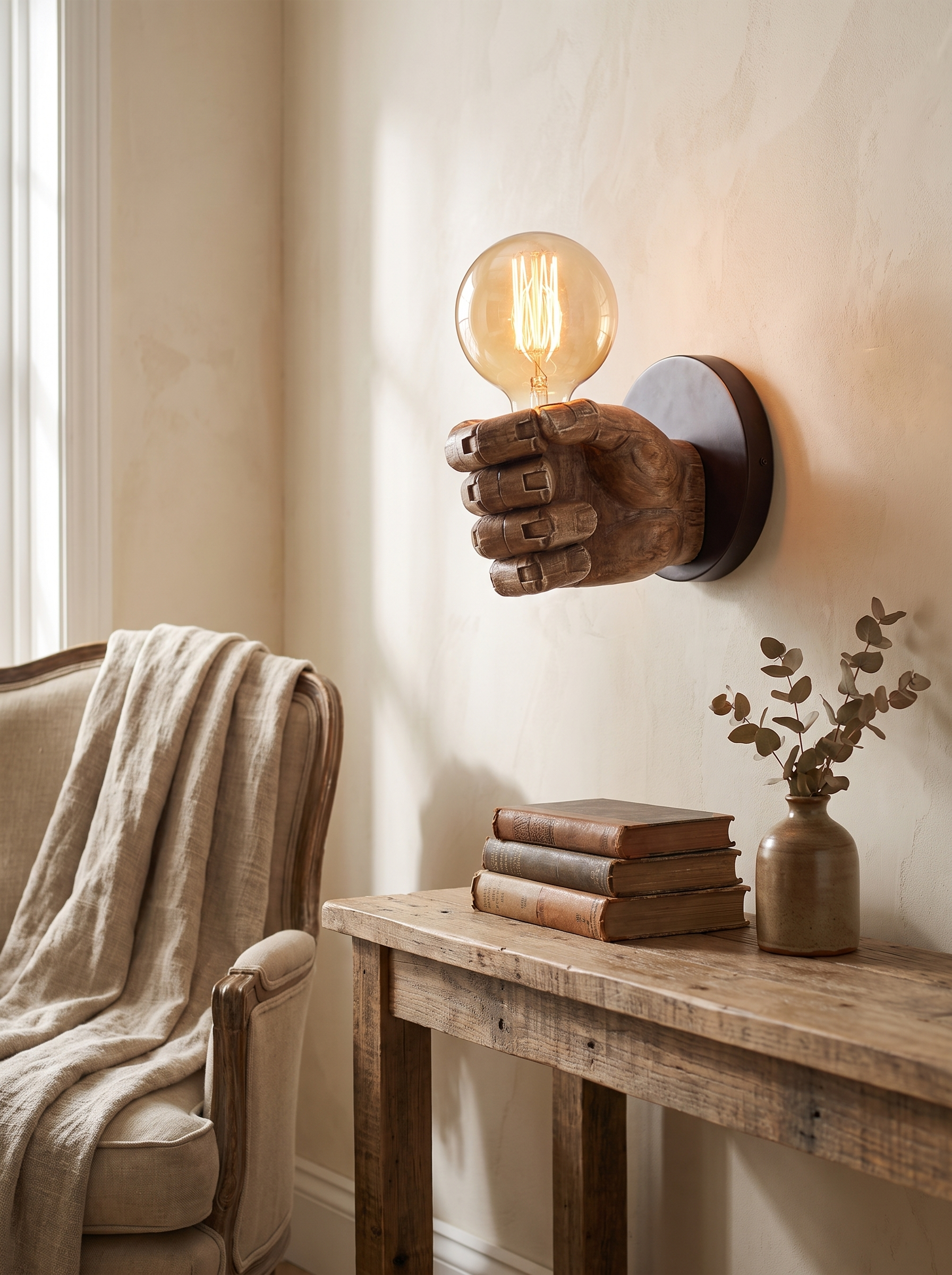 Industrial Handcrafted Wall Lamp in a home setting, view 1