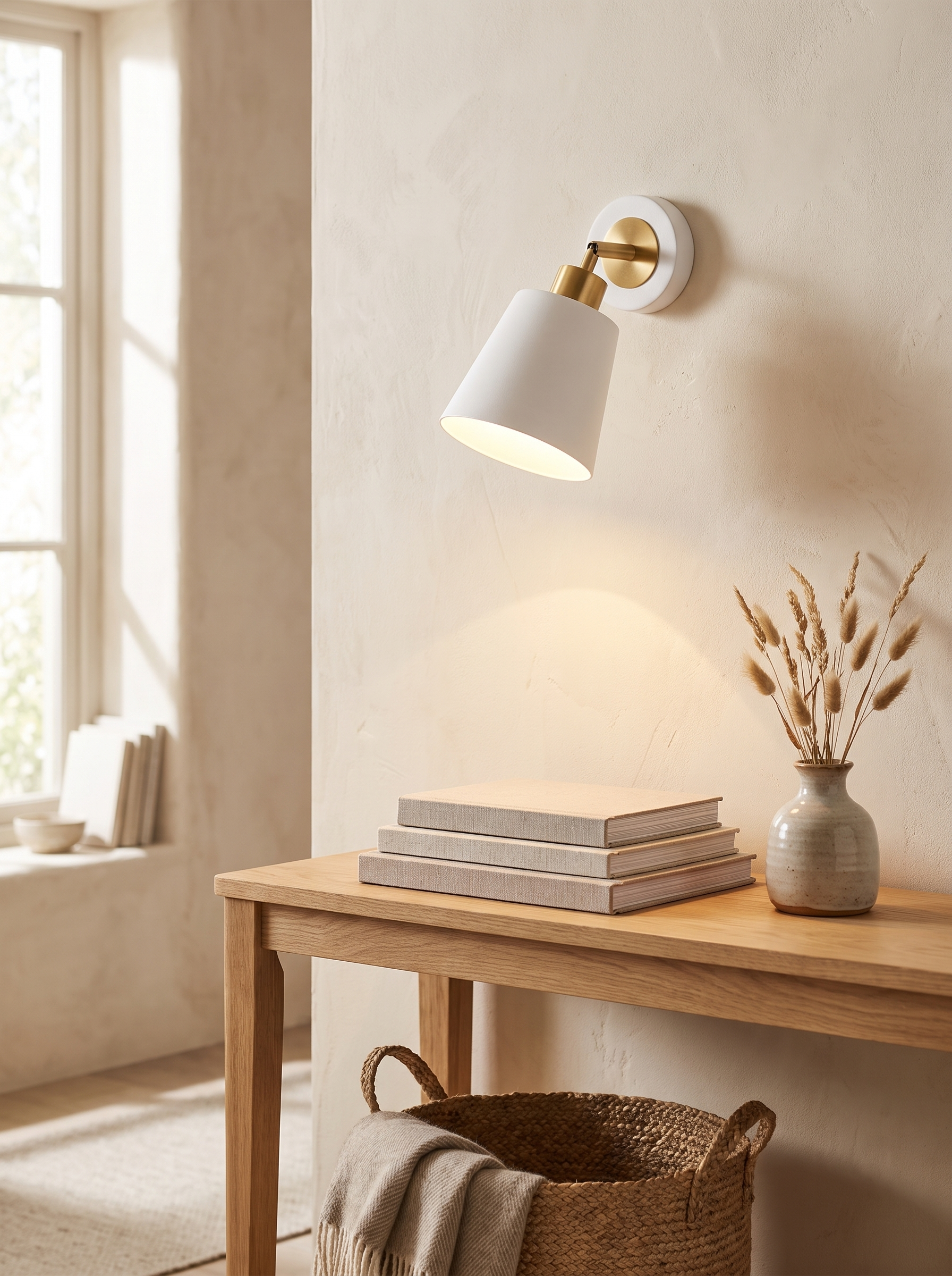 Sleek Modern Metal Wall Sconce Light – Minimalist Industrial Wall Lamp in a home setting, view 1