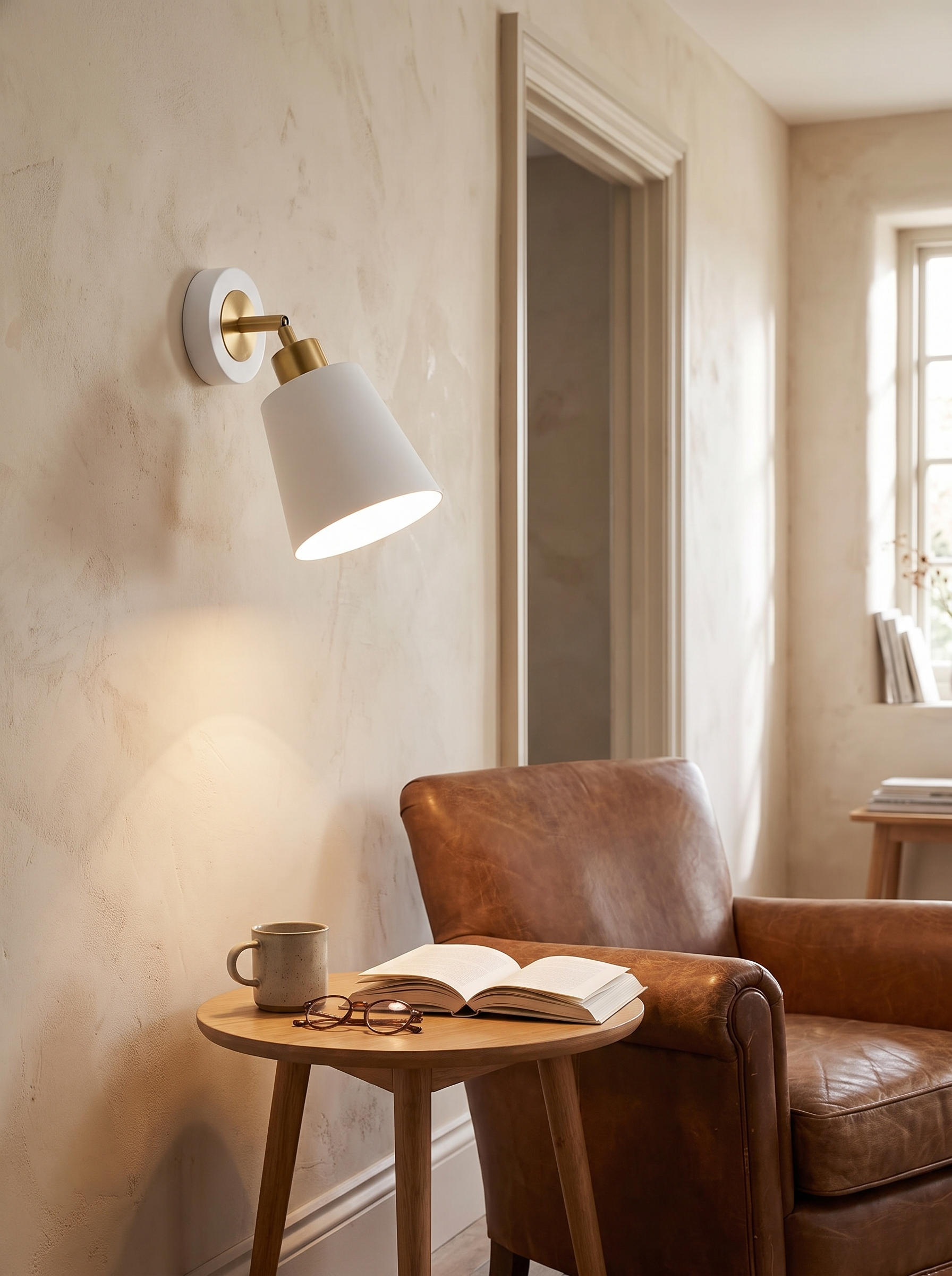 Sleek Modern Metal Wall Sconce Light – Minimalist Industrial Wall Lamp in a home setting, view 2