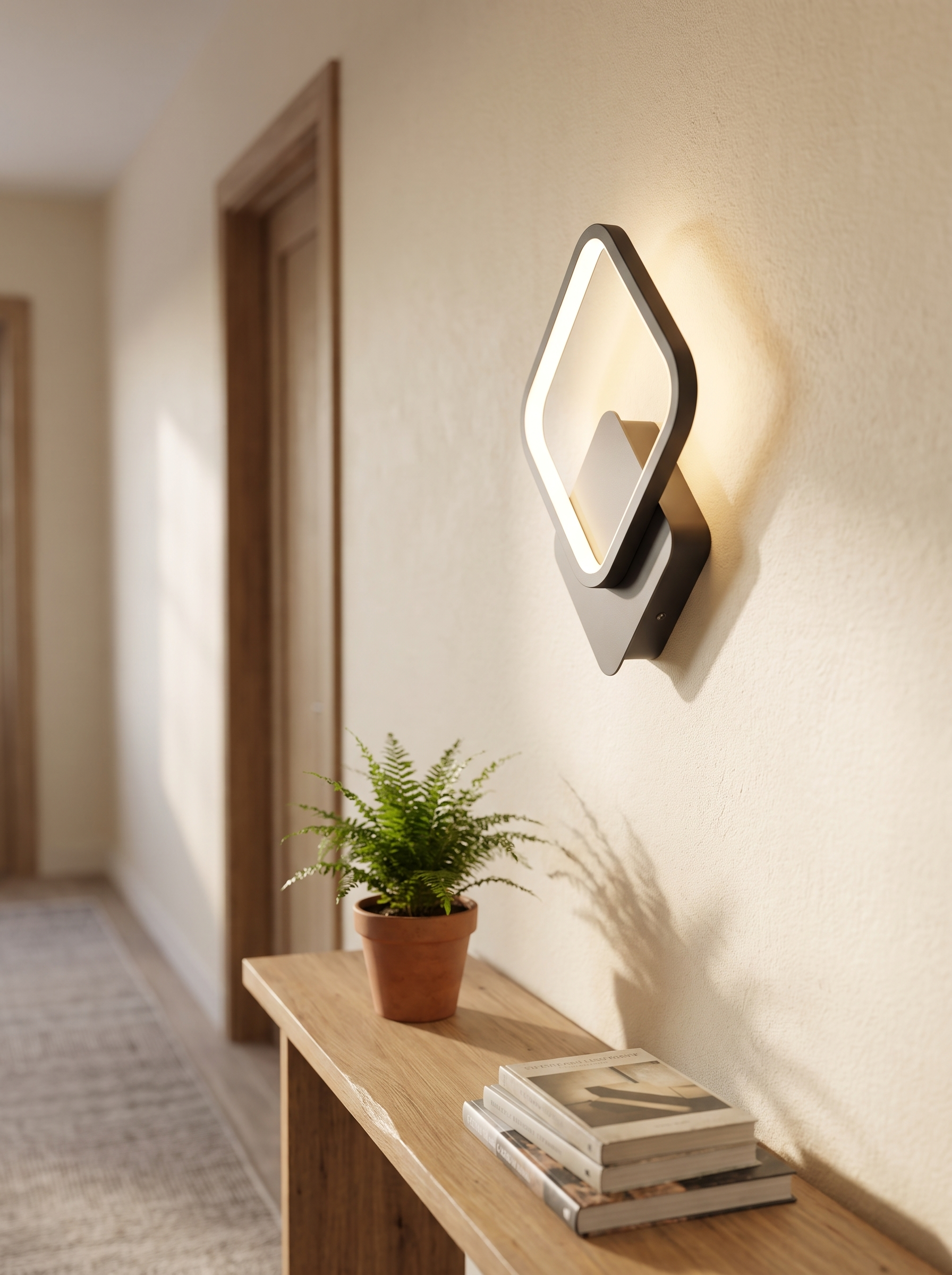 Sleek Modern Square LED Wall Lamp in a home setting, view 2