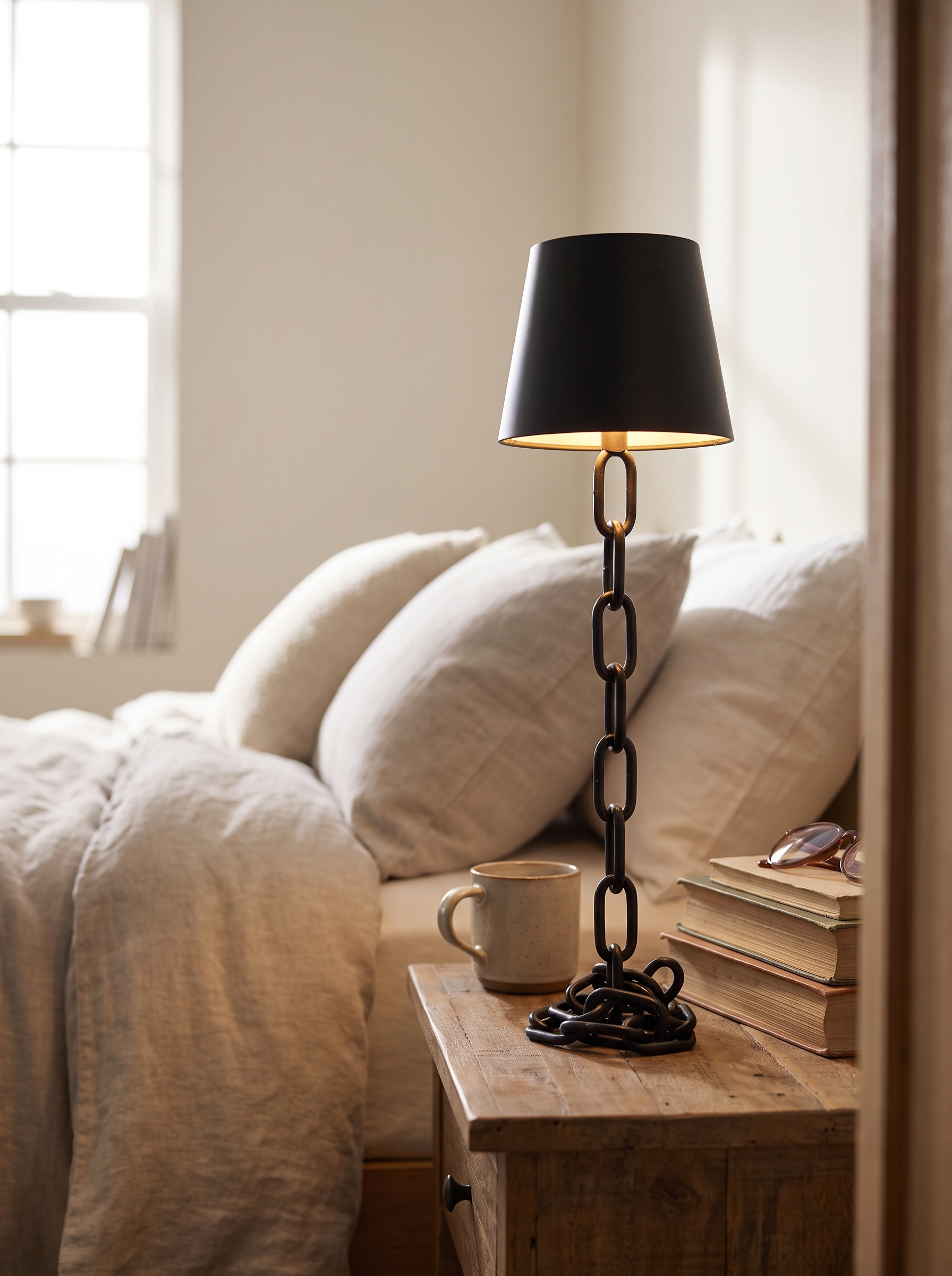 Sleek Modern Chain-Link Table Lamp for Stylish Spaces in a home setting, view 3