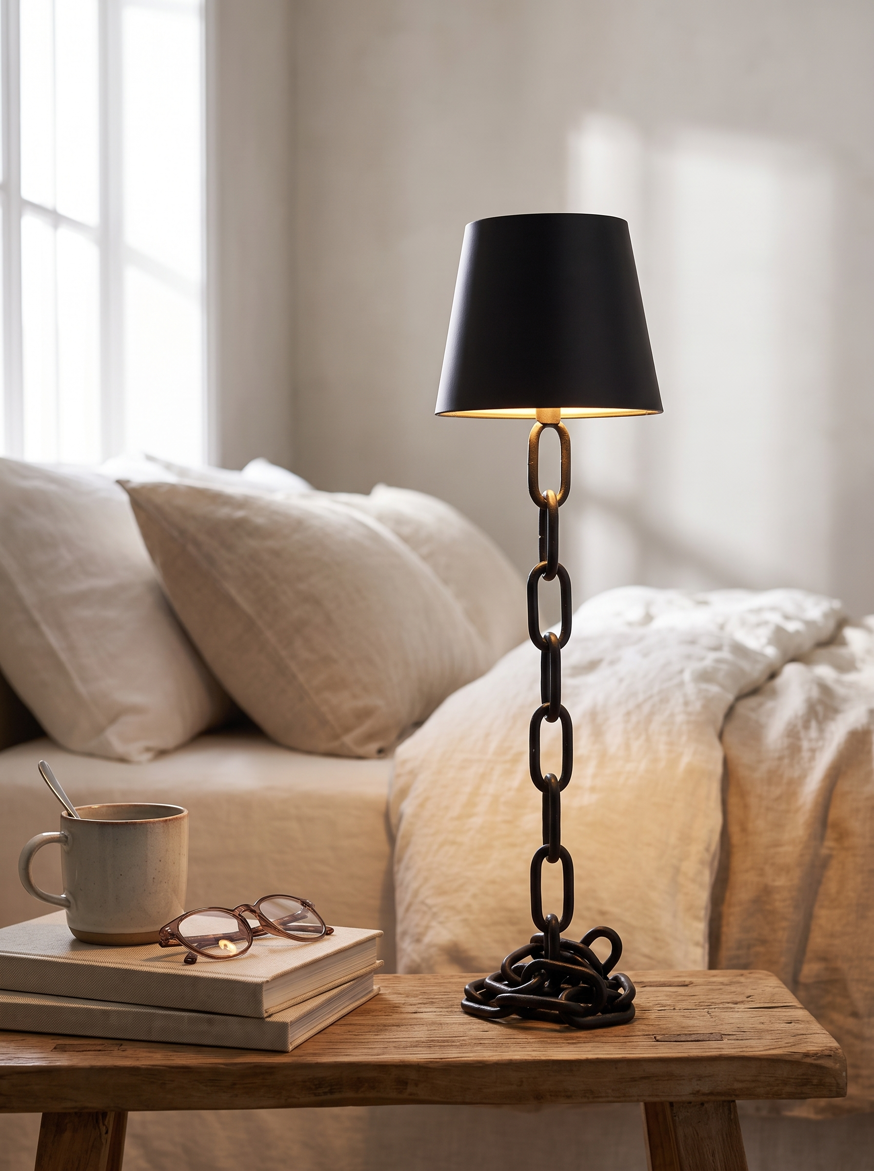 Sleek Modern Chain-Link Table Lamp for Stylish Spaces in a home setting, view 1