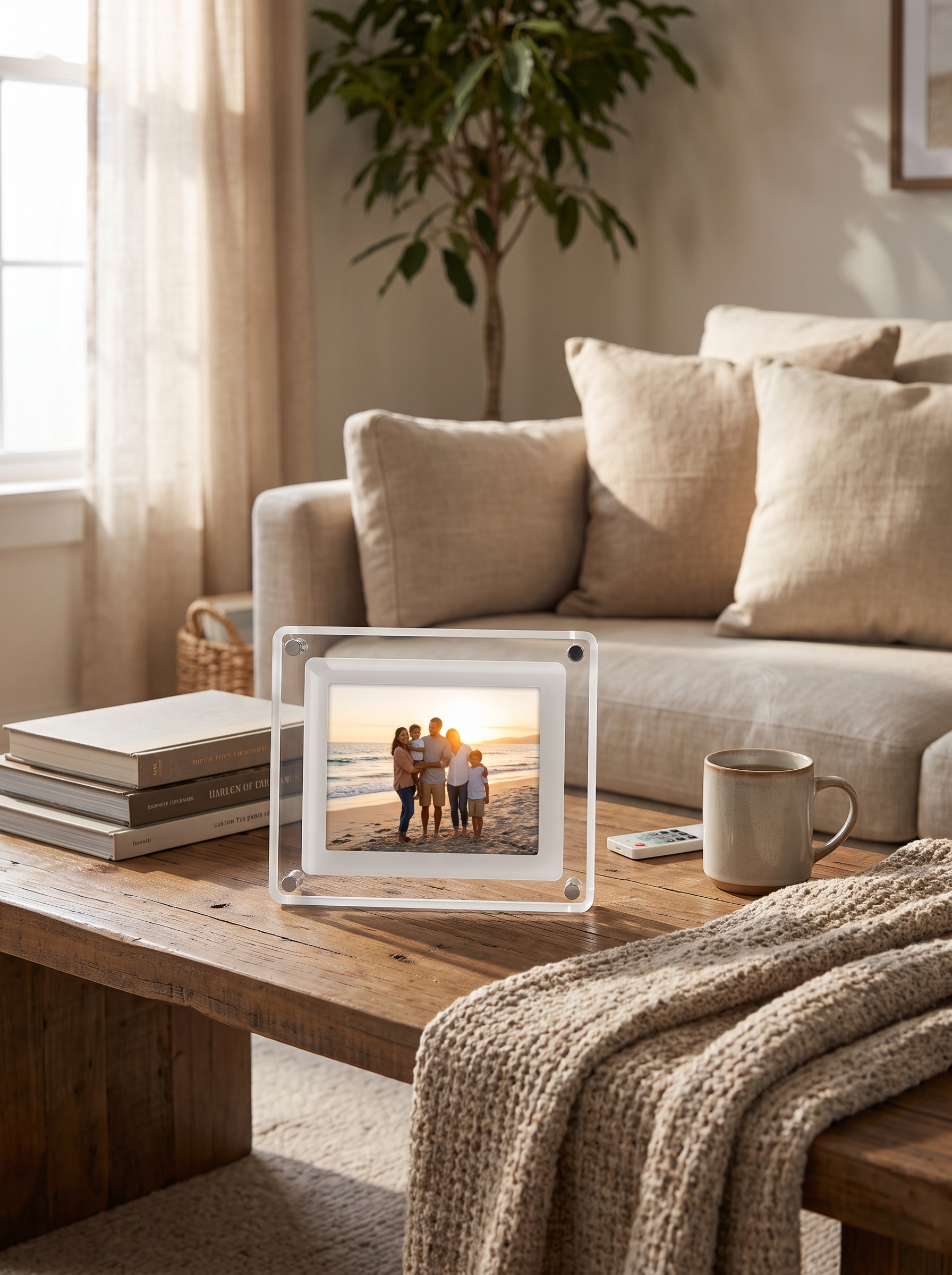 ClearFrame Acrylic Digital Photo Frame - Slim, Crystal-Clear Display for Your Favorite Moments in a home setting, view 3
