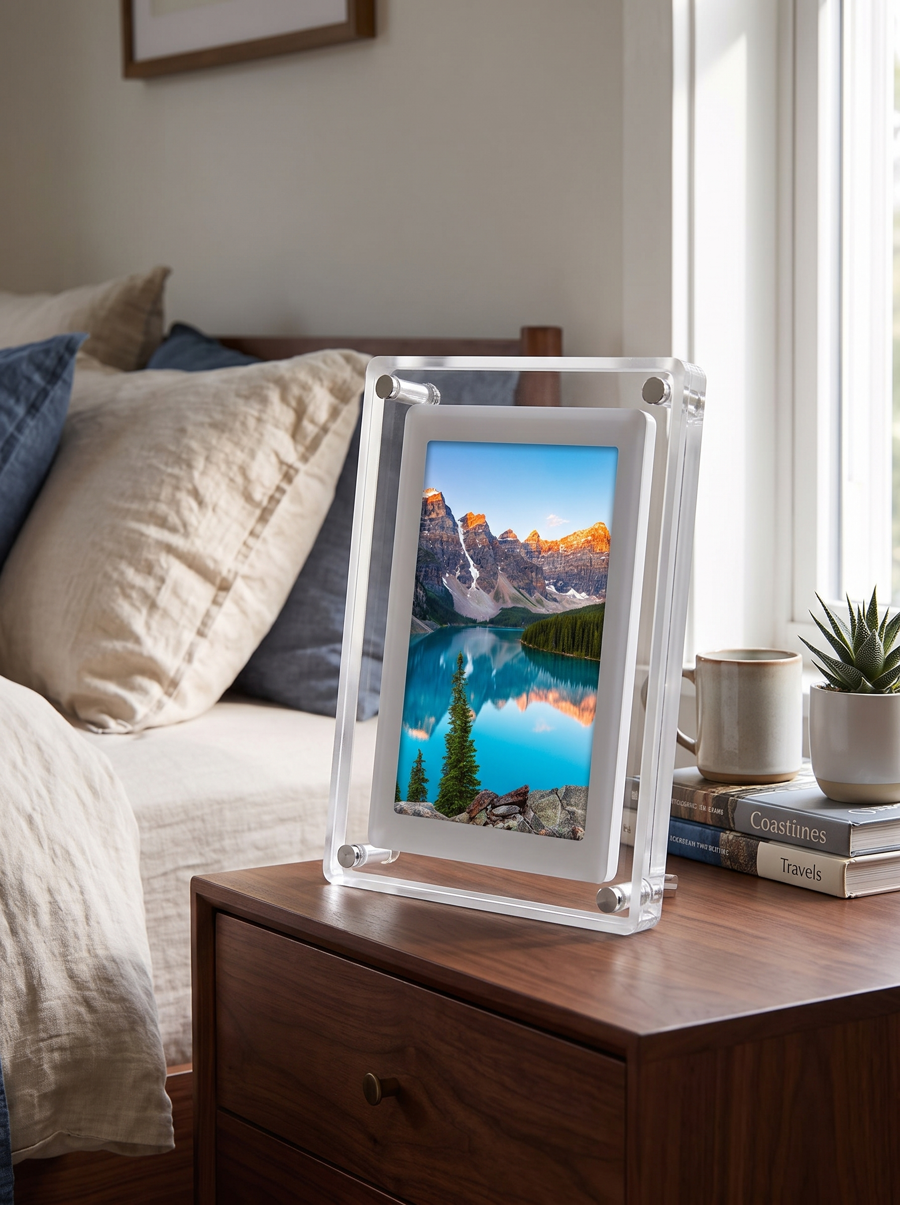 ClearFrame Acrylic Digital Photo Frame - Slim, Crystal-Clear Display for Your Favorite Moments in a home setting, view 2