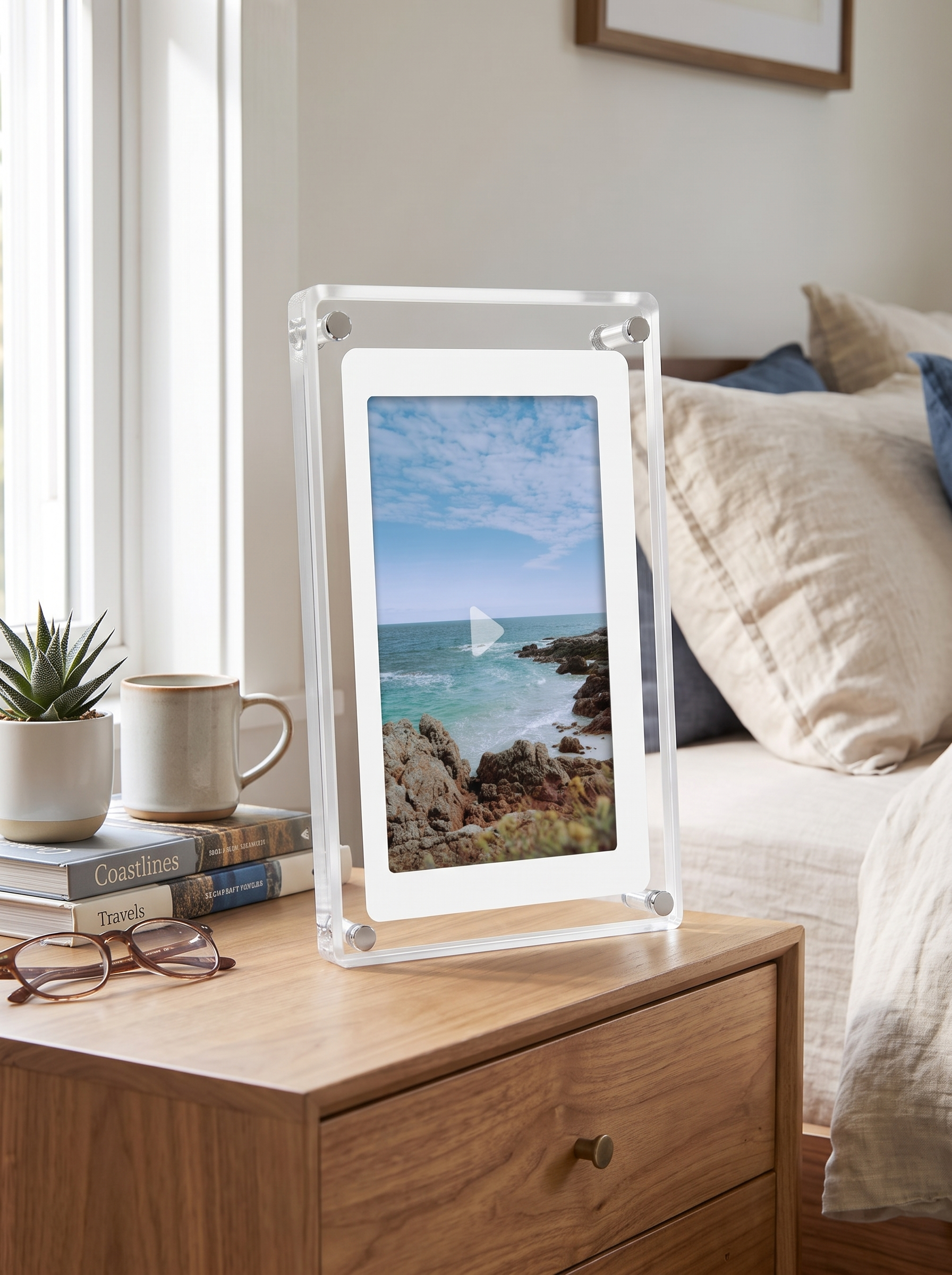 ClearFrame Acrylic Digital Photo Frame - Slim, Crystal-Clear Display for Your Favorite Moments in a home setting, view 1
