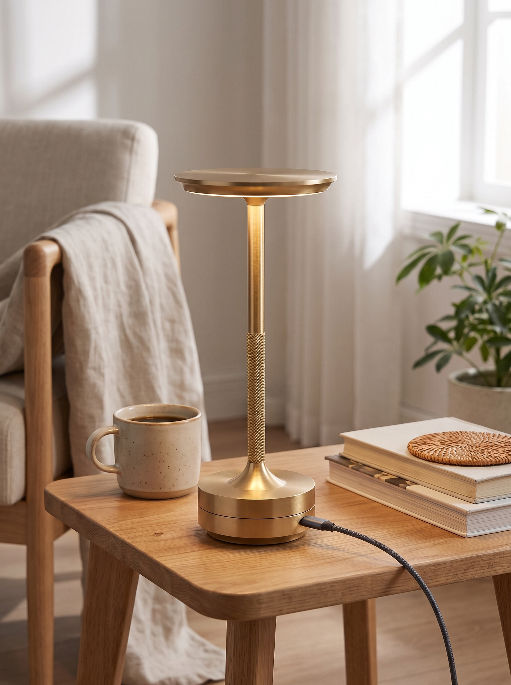 Rechargeable Touch-Activated Desk Lamp in a home setting, view 2