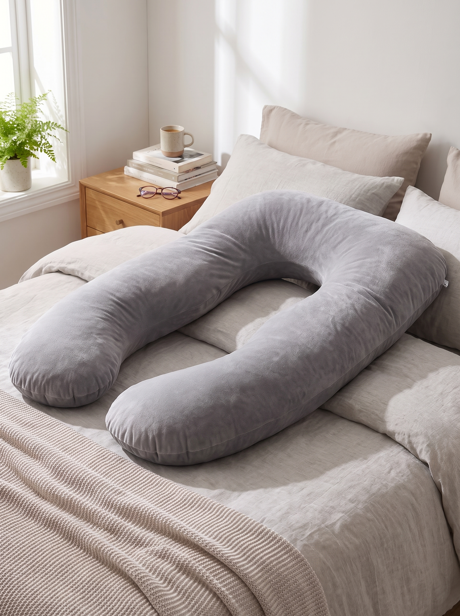 U-Shape Maternity Pillow for Pregnancy Comfort and Full-Body Support in a home setting, view 1