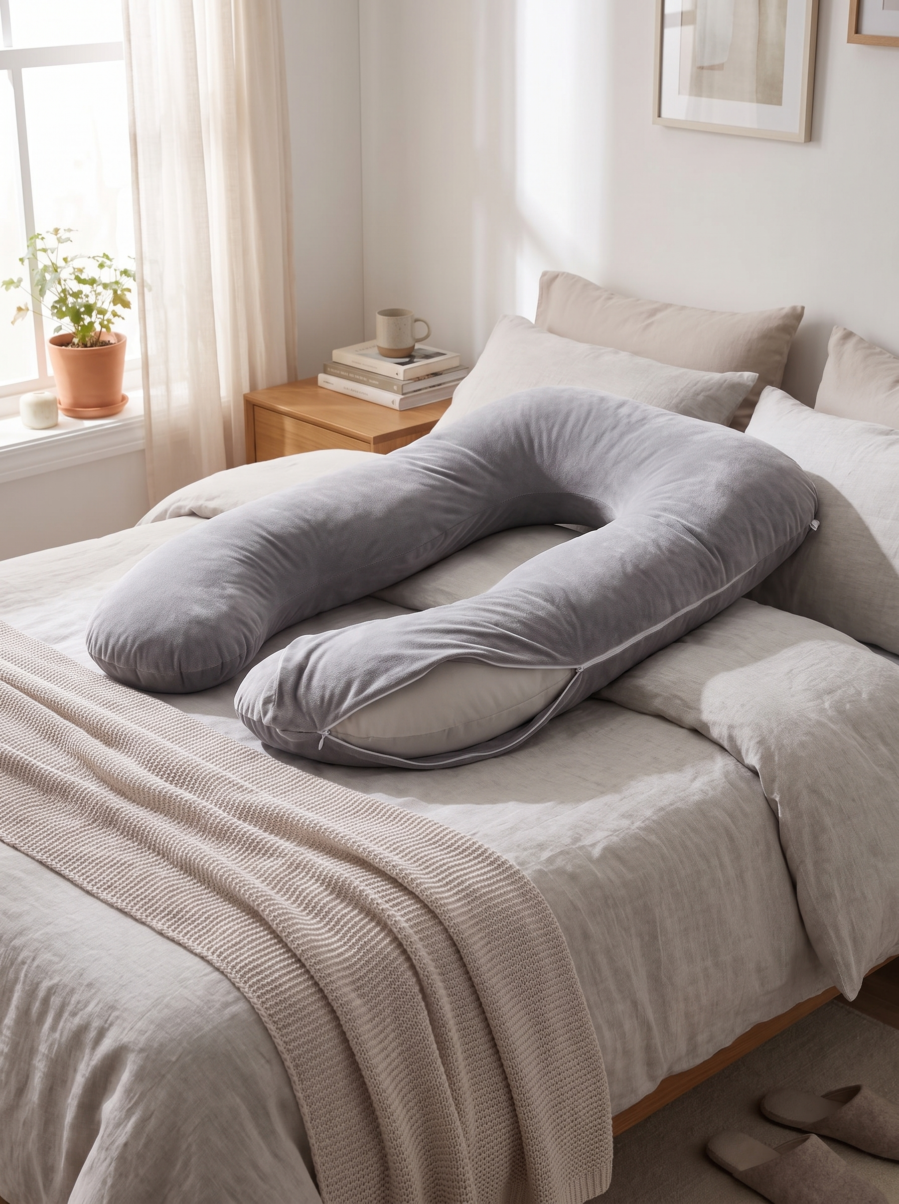 U-Shape Maternity Pillow for Pregnancy Comfort and Full-Body Support in a home setting, view 3
