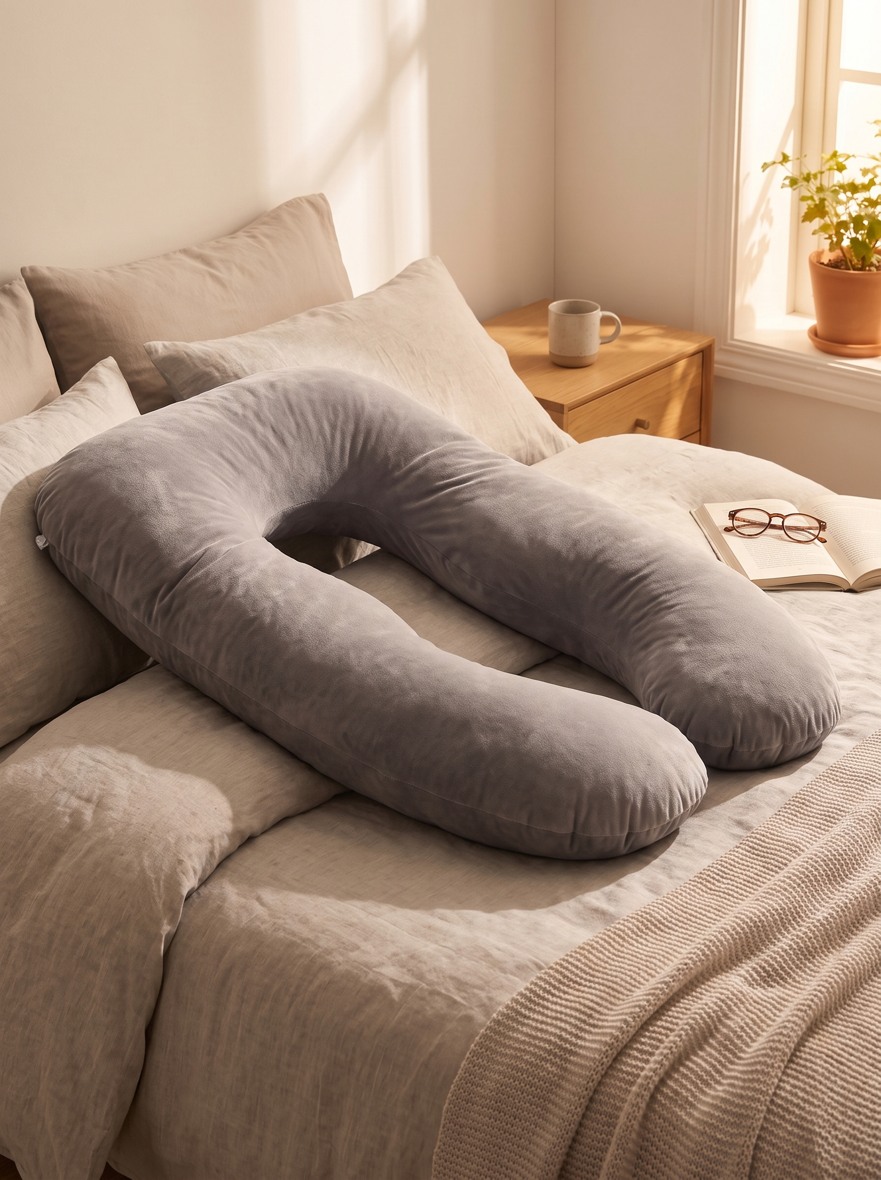 U-Shape Maternity Pillow for Pregnancy Comfort and Full-Body Support in a home setting, view 2