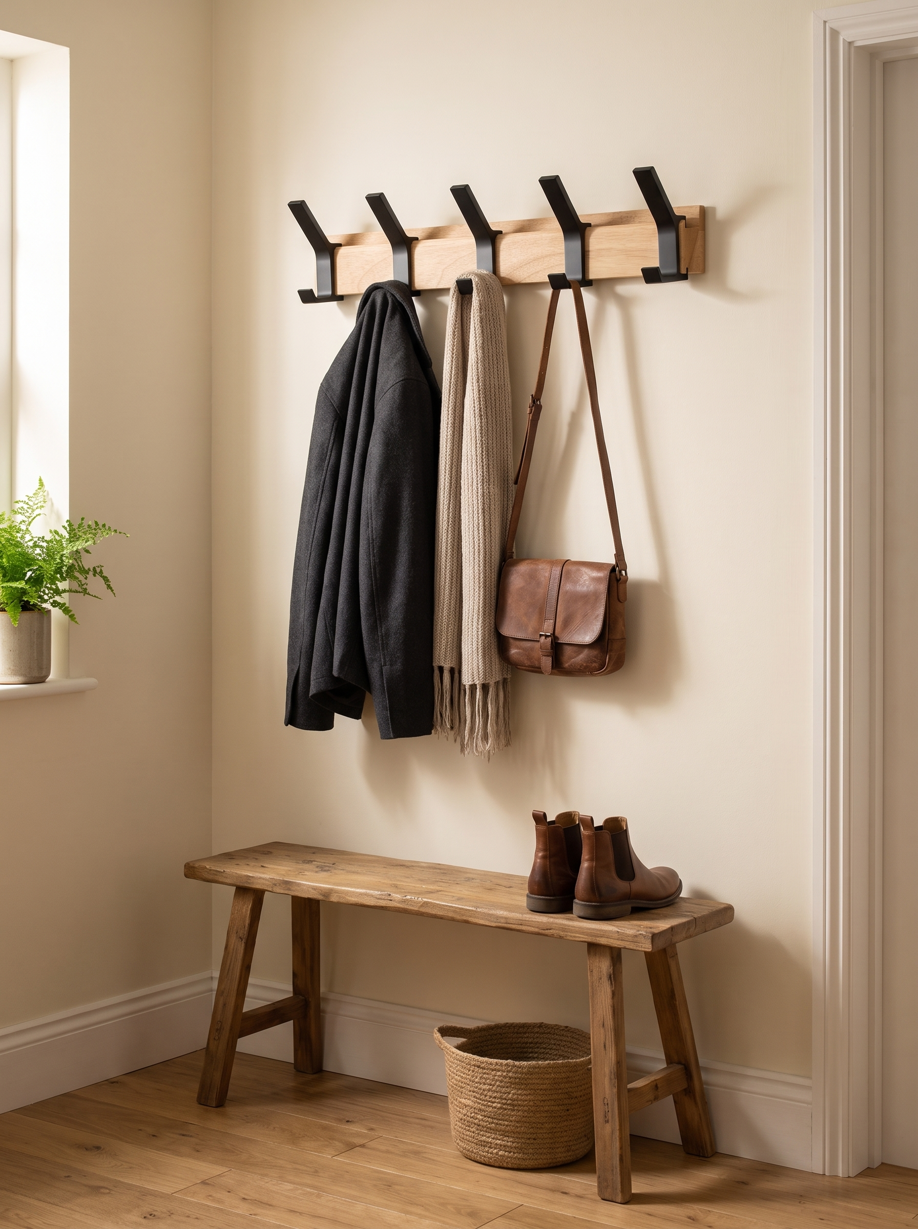 Nordic Wall-Mounted Coat Rack — Sleek, Space-Saving Organizer for Your Entryway in a home setting, view 3