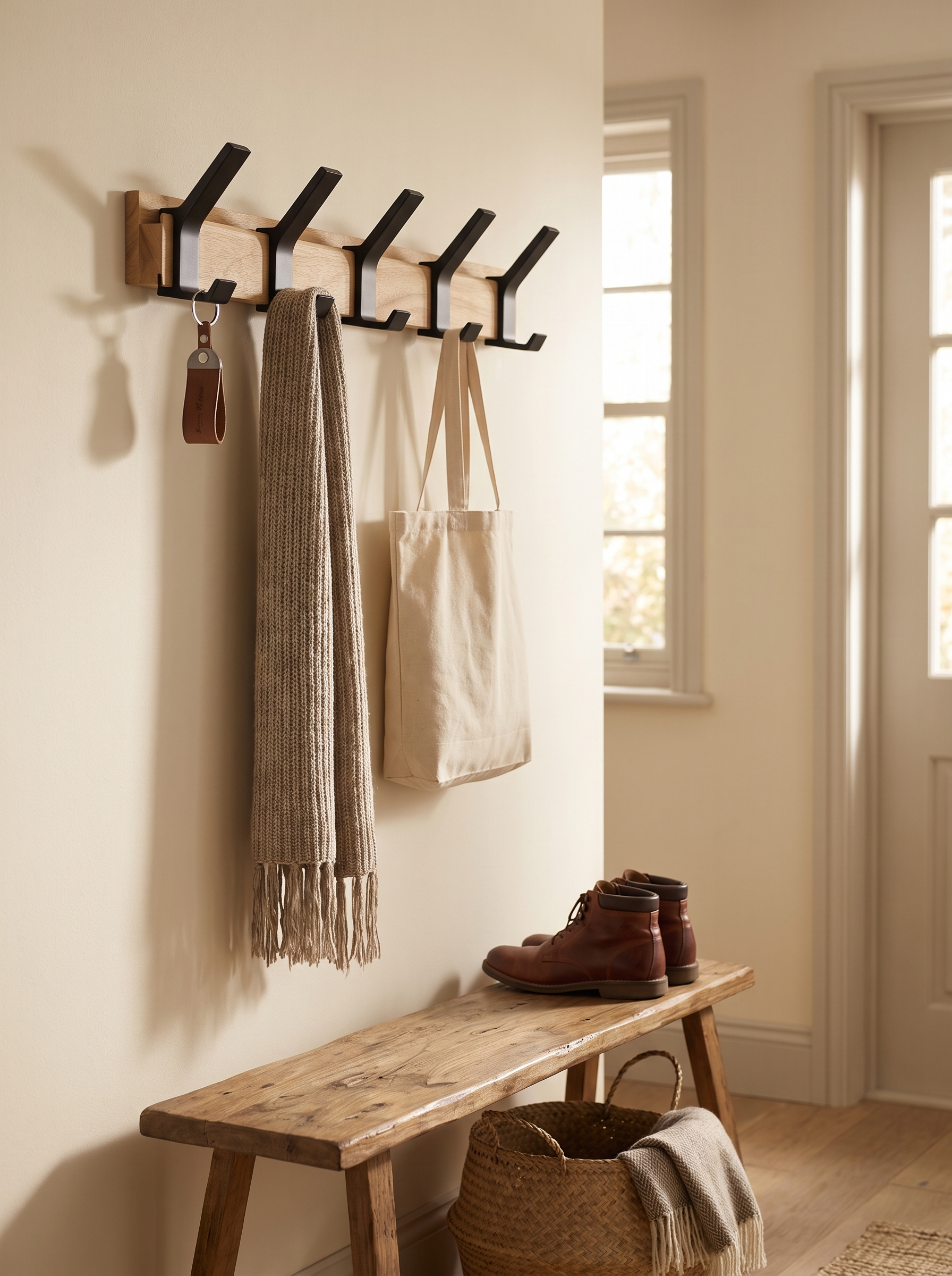 Nordic Wall-Mounted Coat Rack — Sleek, Space-Saving Organizer for Your Entryway in a home setting, view 2
