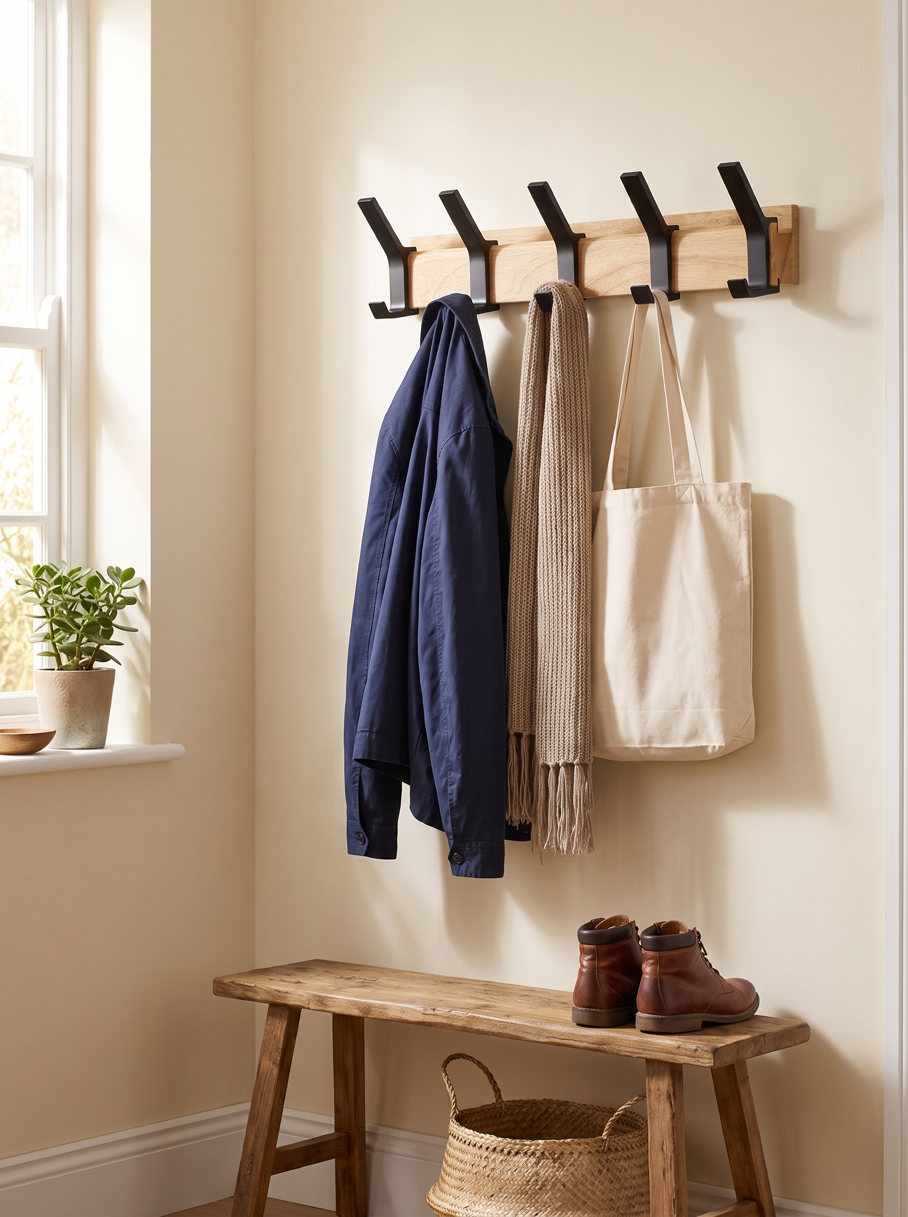 Nordic Wall-Mounted Coat Rack — Sleek, Space-Saving Organizer for Your Entryway in a home setting, view 1