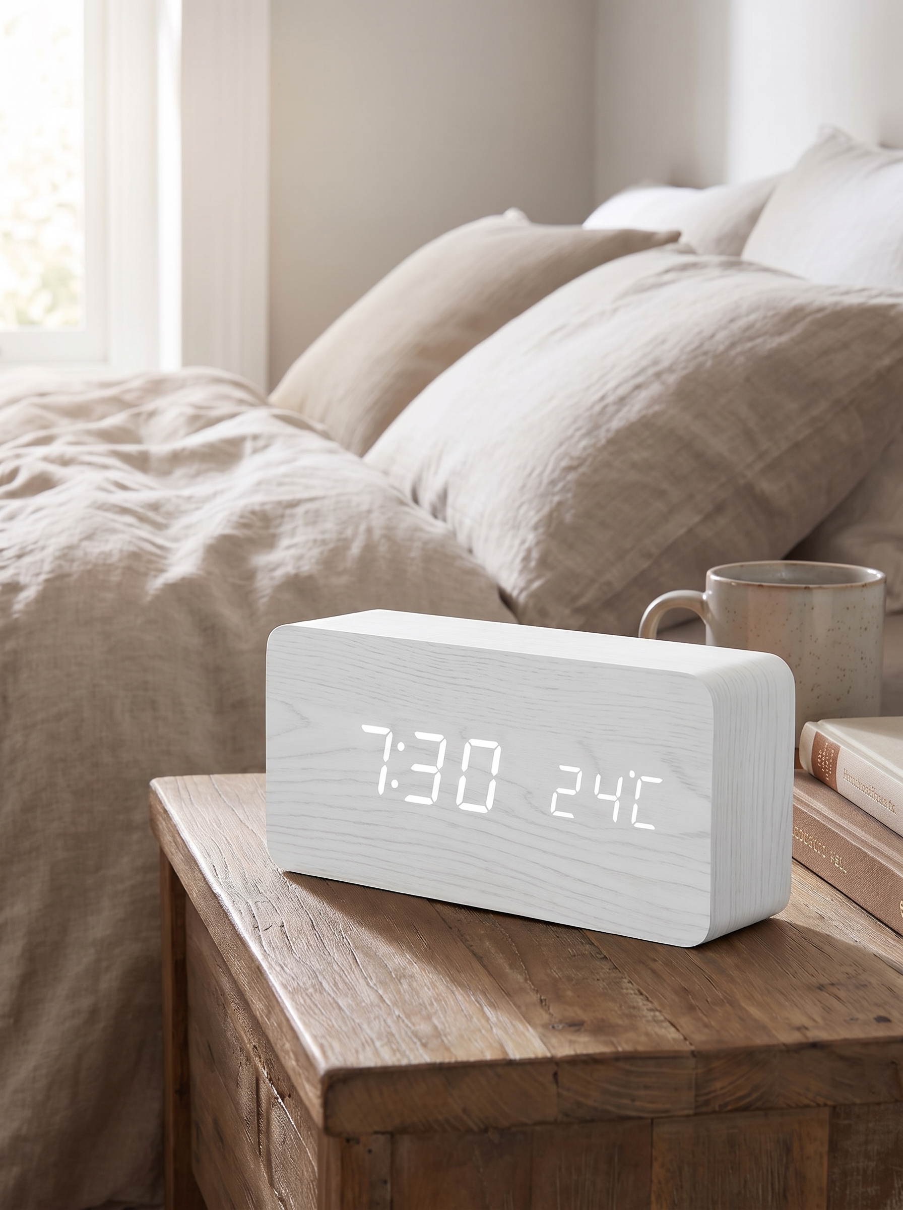 Smart LED Alarm Clock with Bright, Crisp Display in a home setting, view 1