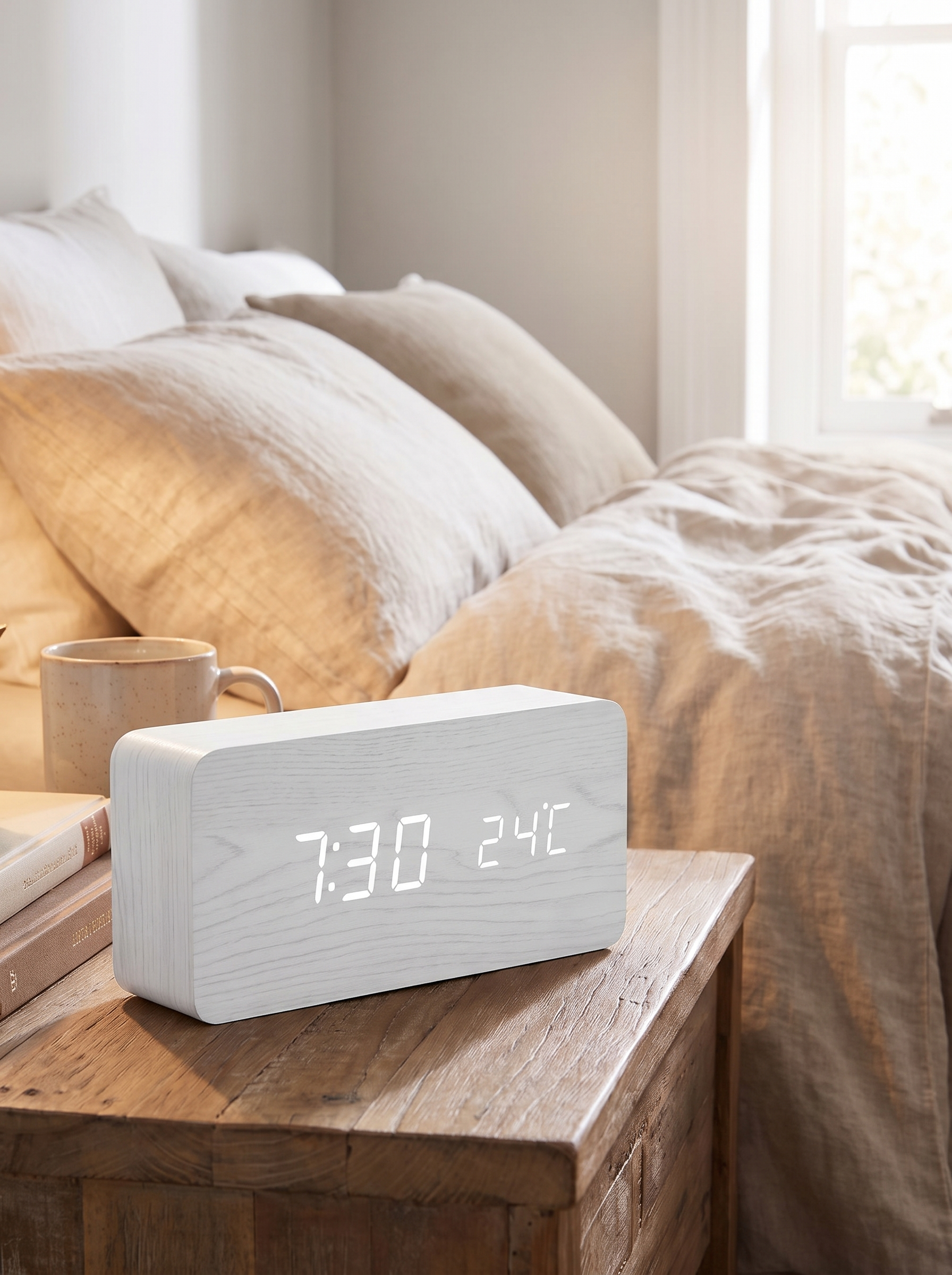 Smart LED Alarm Clock with Bright, Crisp Display in a home setting, view 2