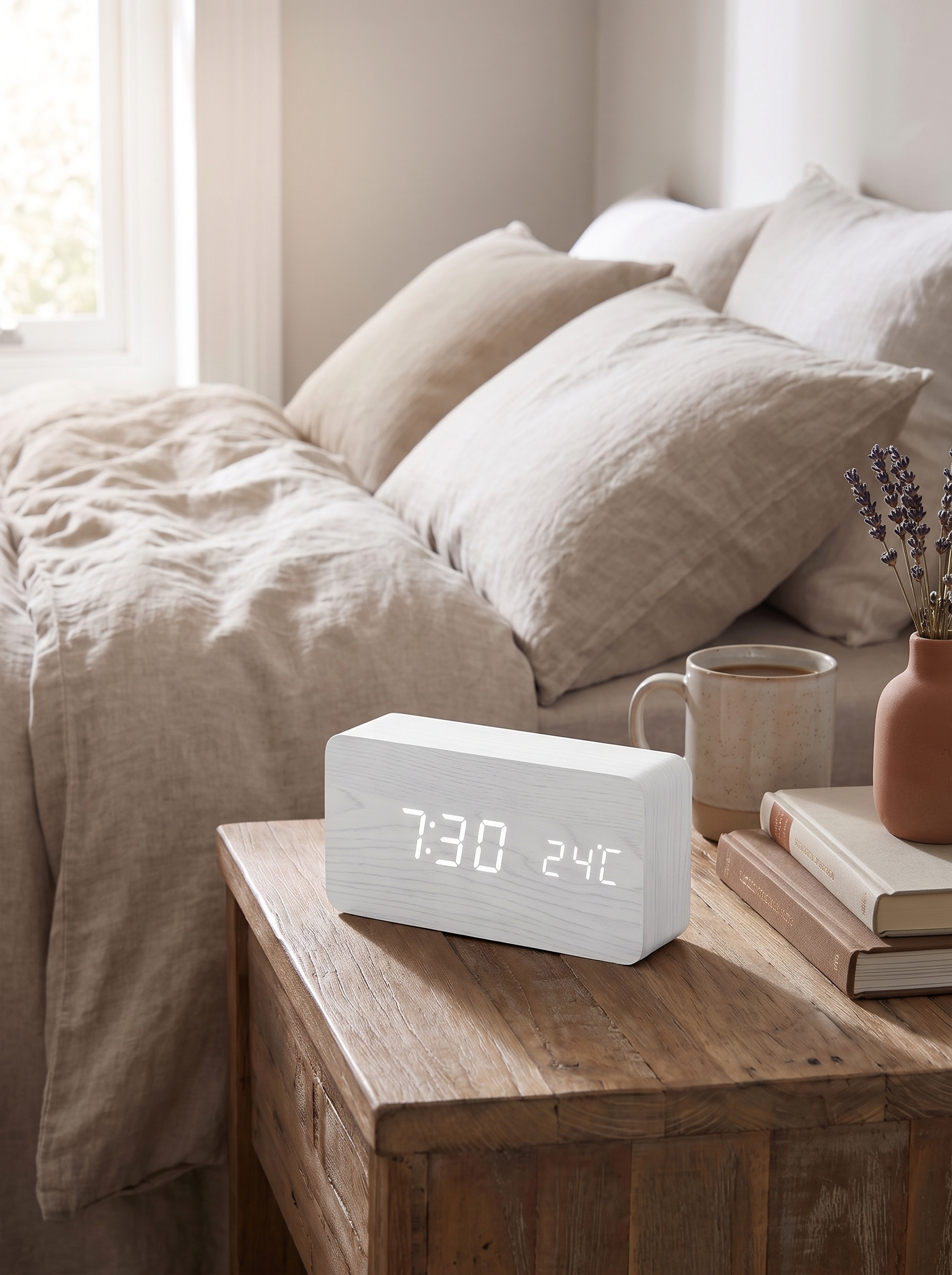 Smart LED Alarm Clock with Bright, Crisp Display in a home setting, view 3