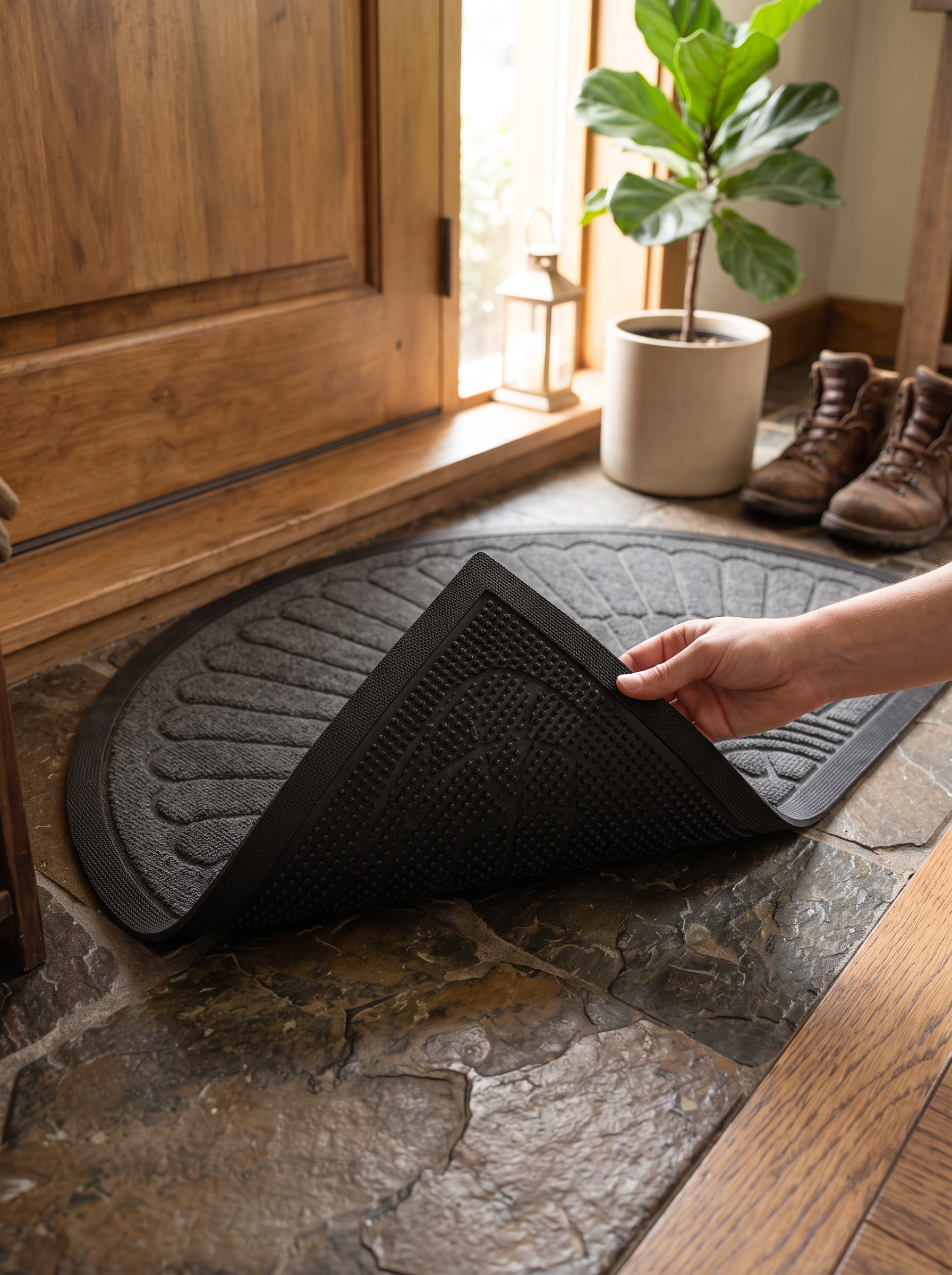 Semi-Circular Non-Slip Entry Door Mat – Durable, Easy-Clean Welcome Mat in a home setting, view 2