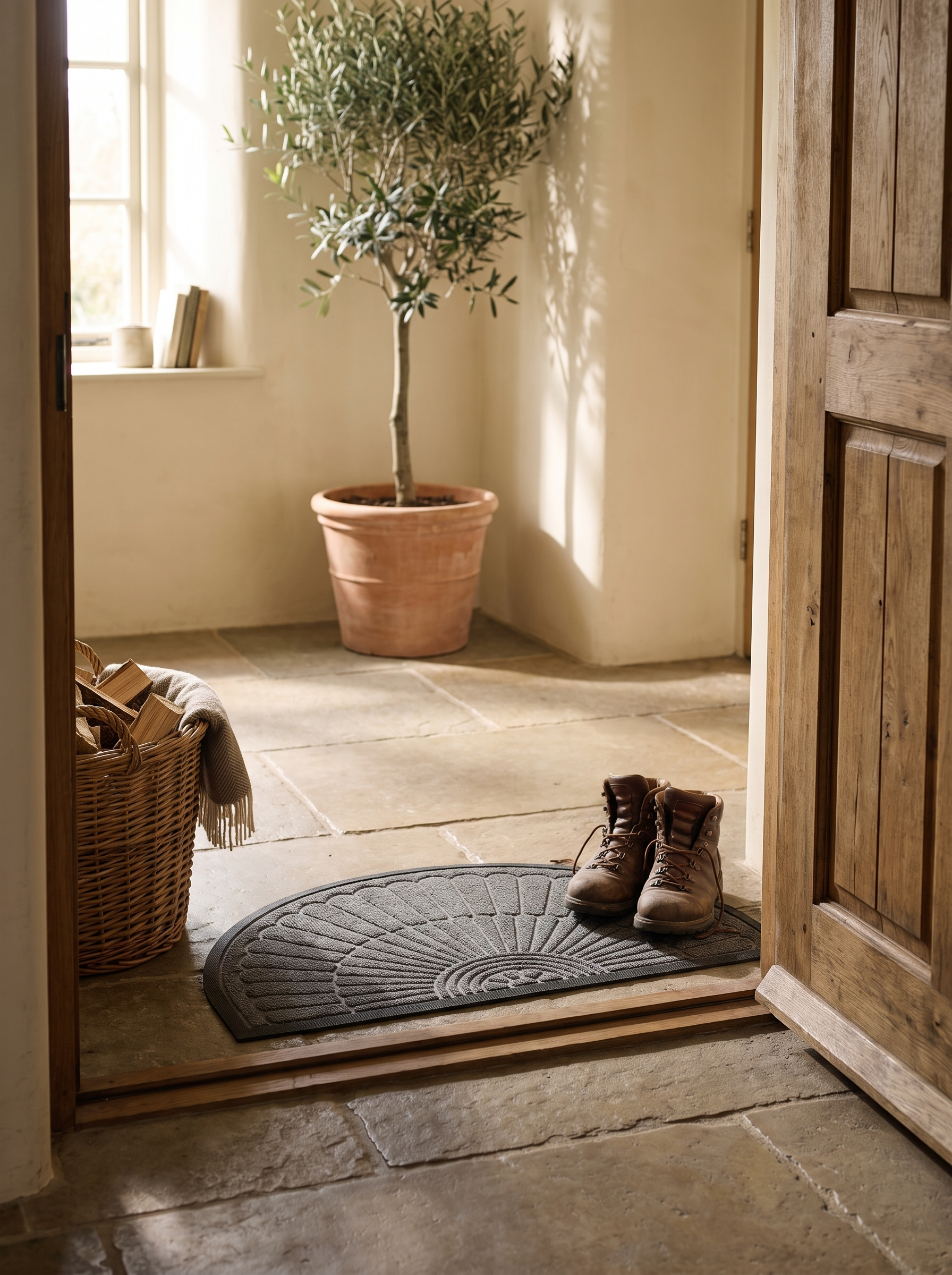 Semi-Circular Non-Slip Entry Door Mat – Durable, Easy-Clean Welcome Mat in a home setting, view 3