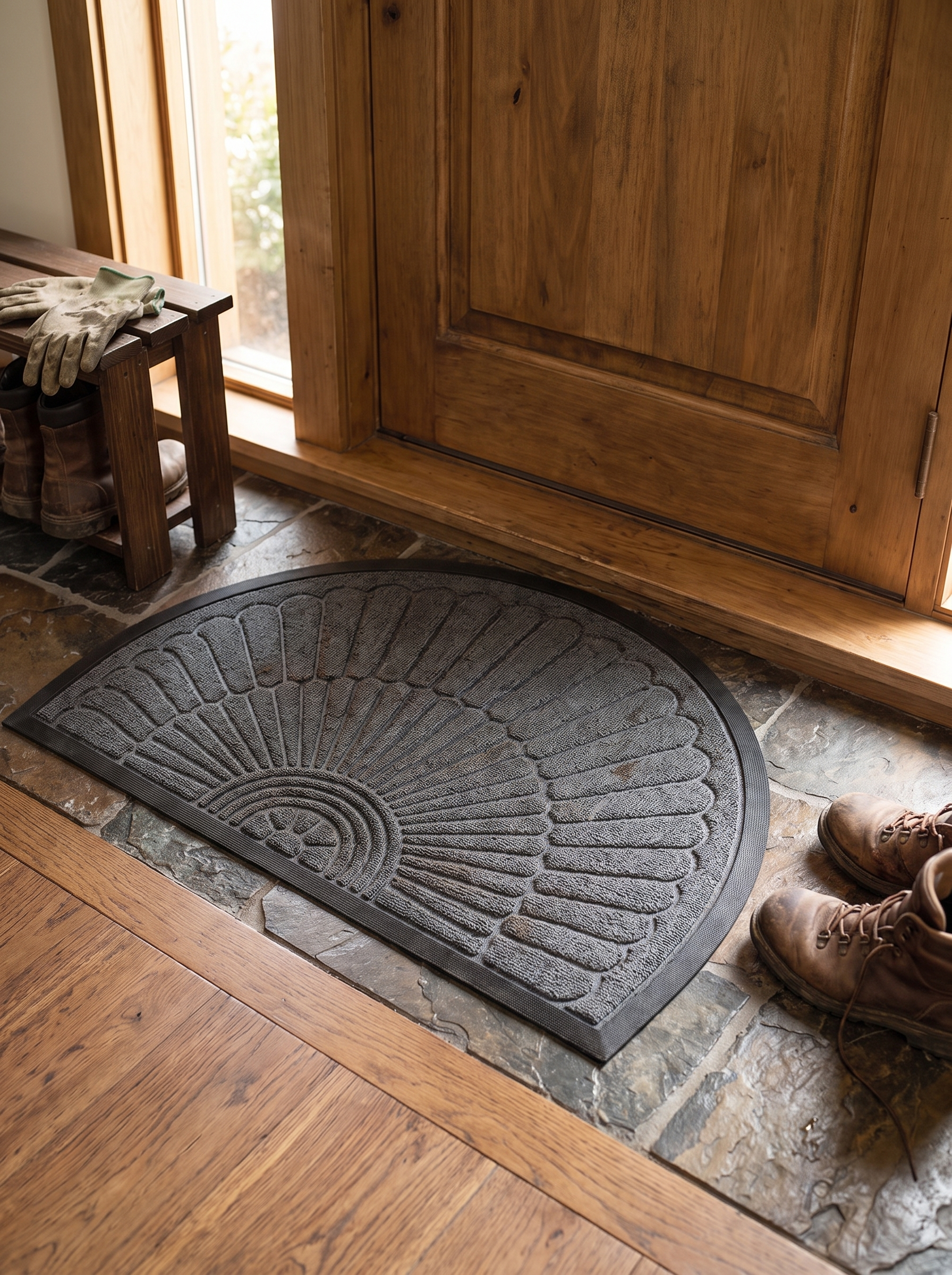 Semi-Circular Non-Slip Entry Door Mat – Durable, Easy-Clean Welcome Mat in a home setting, view 1