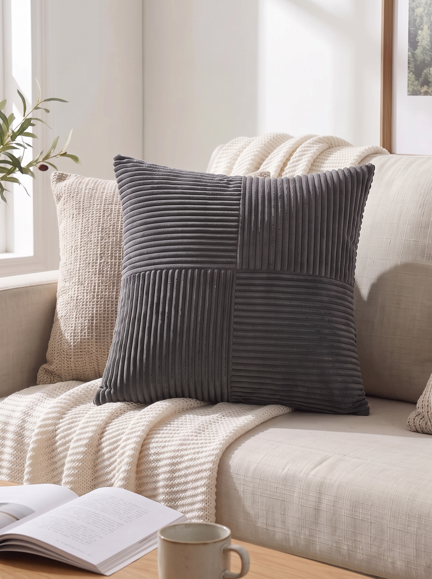 Soft & Stylish Corduroy Cushion Covers in a home setting, view 1