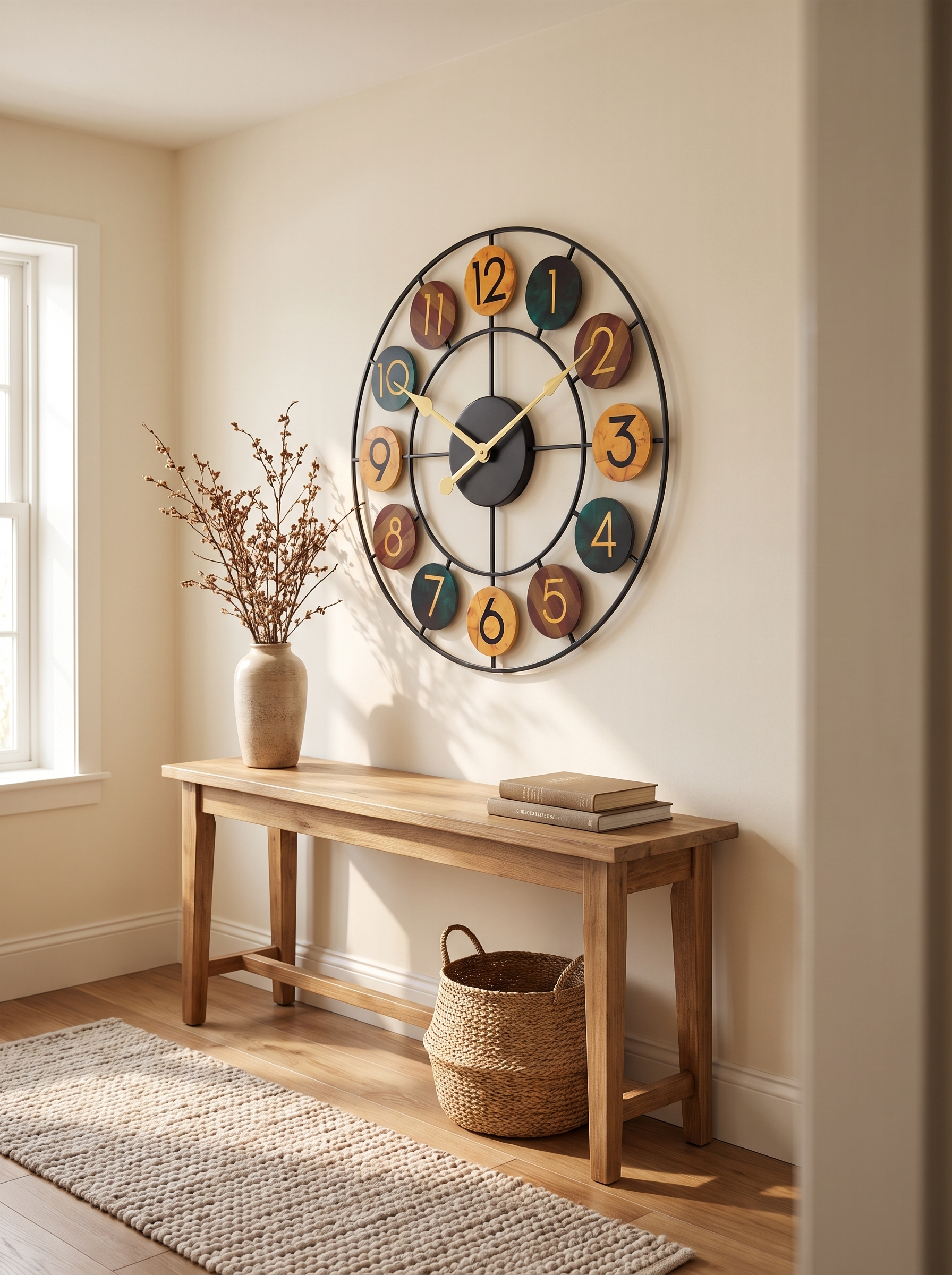 Vibrant Color Metal Wall Clock – Modern, Eye-Catching Timepiece in a home setting, view 3