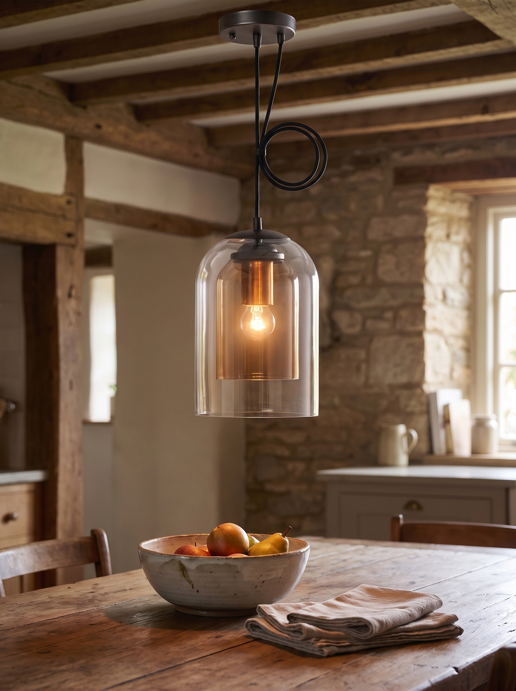 Nordic Glass Pendant Light - Sleek Minimalist Glass Fixture for Modern Interiors in a home setting, view 2