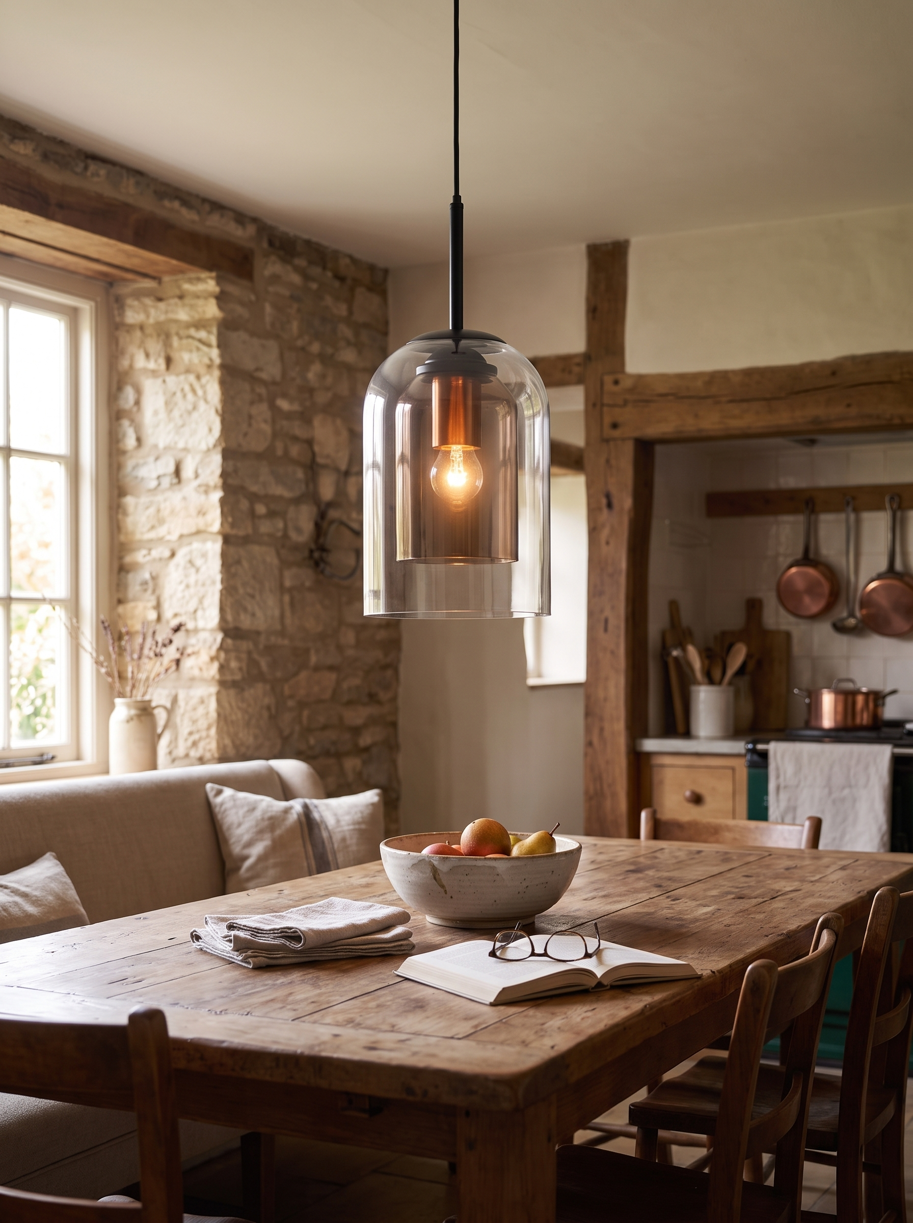 Nordic Glass Pendant Light - Sleek Minimalist Glass Fixture for Modern Interiors in a home setting, view 3