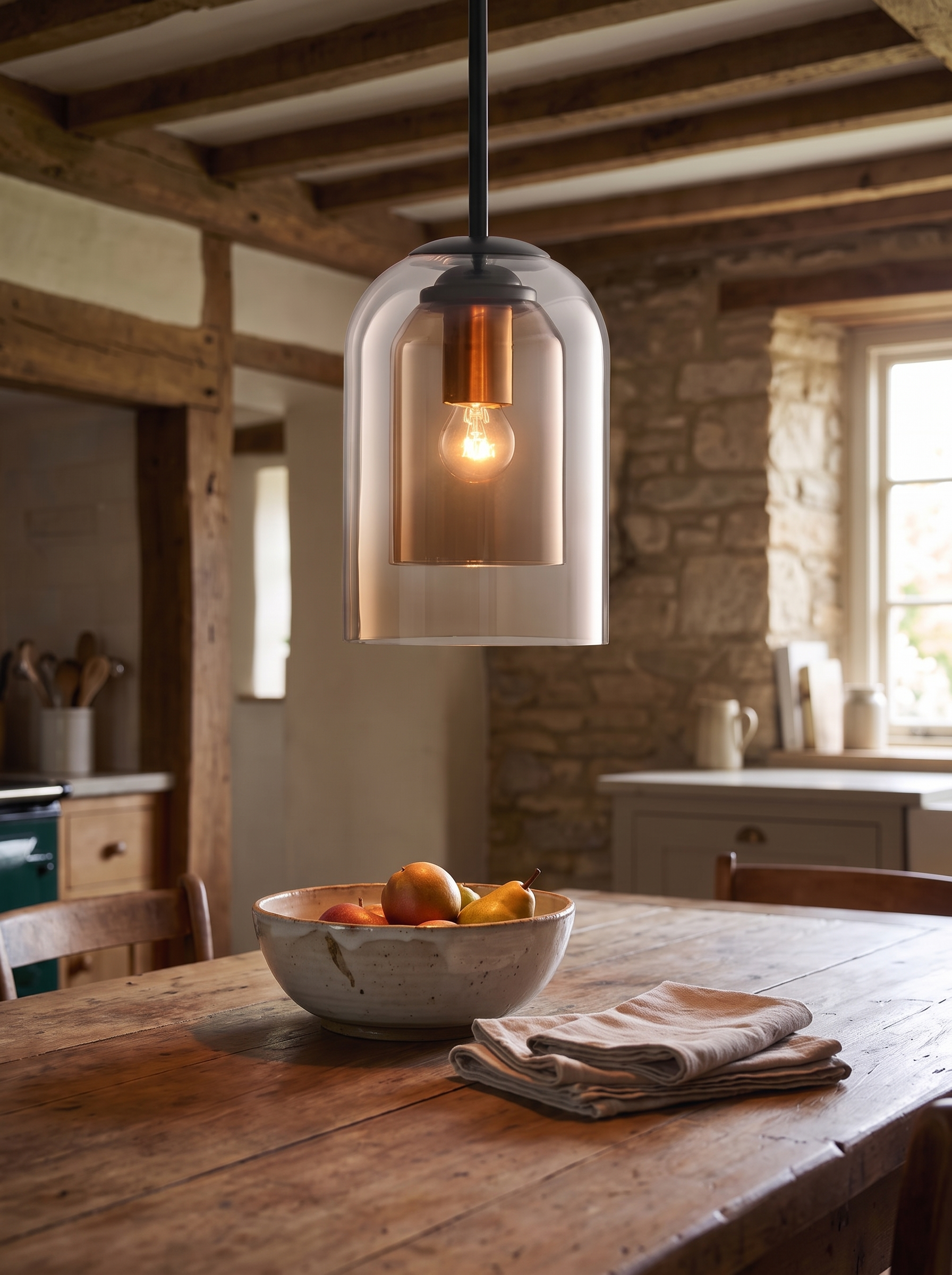 Nordic Glass Pendant Light - Sleek Minimalist Glass Fixture for Modern Interiors in a home setting, view 1
