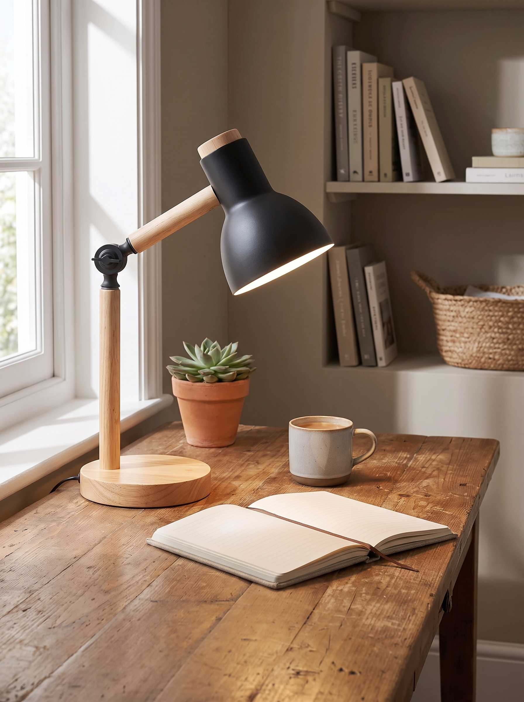 Nordic Wooden Desk Lamp - Sleek, Minimalist Lighting for Your Desk in a home setting, view 1