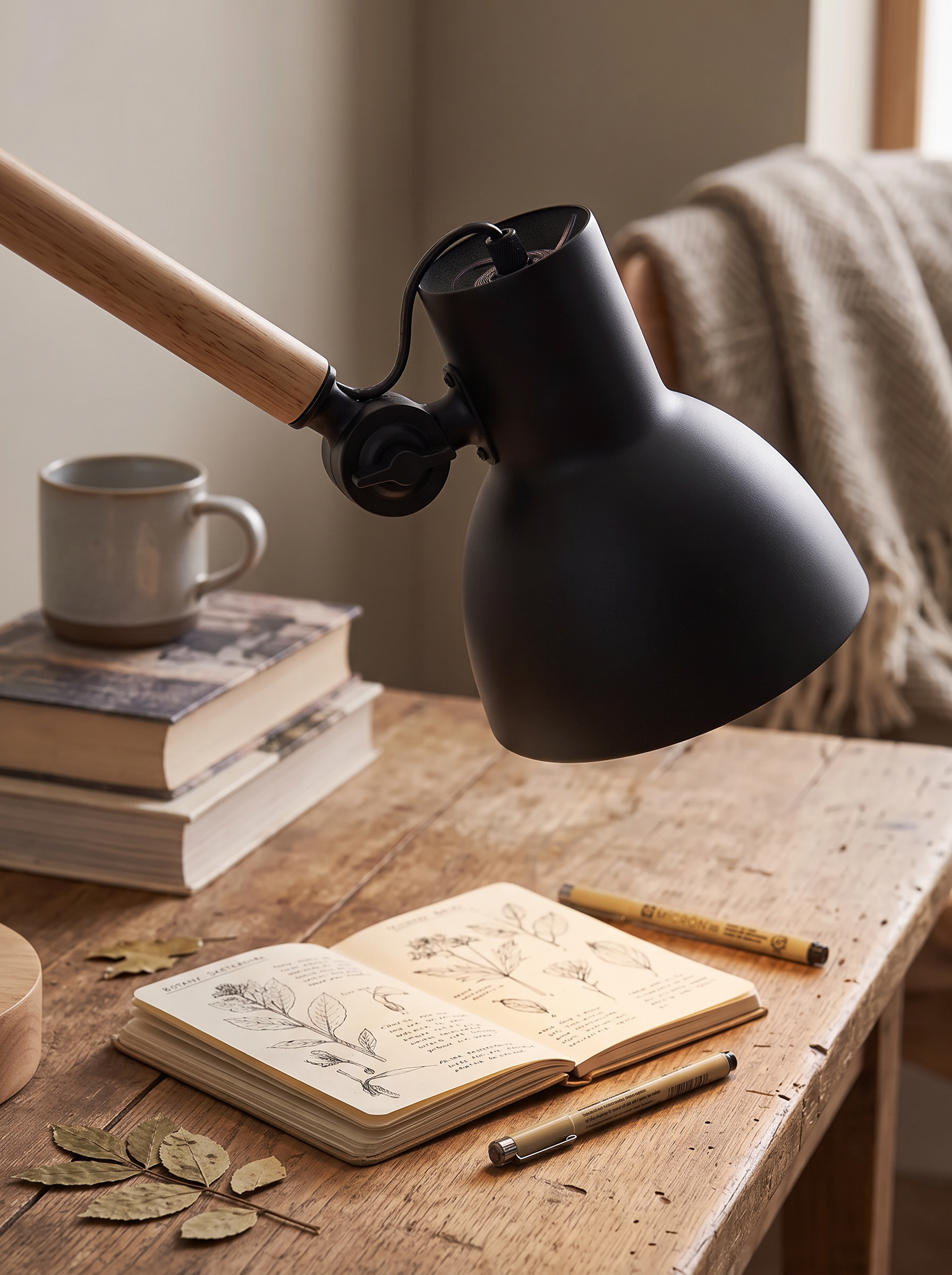 Nordic Wooden Desk Lamp - Sleek, Minimalist Lighting for Your Desk in a home setting, view 2