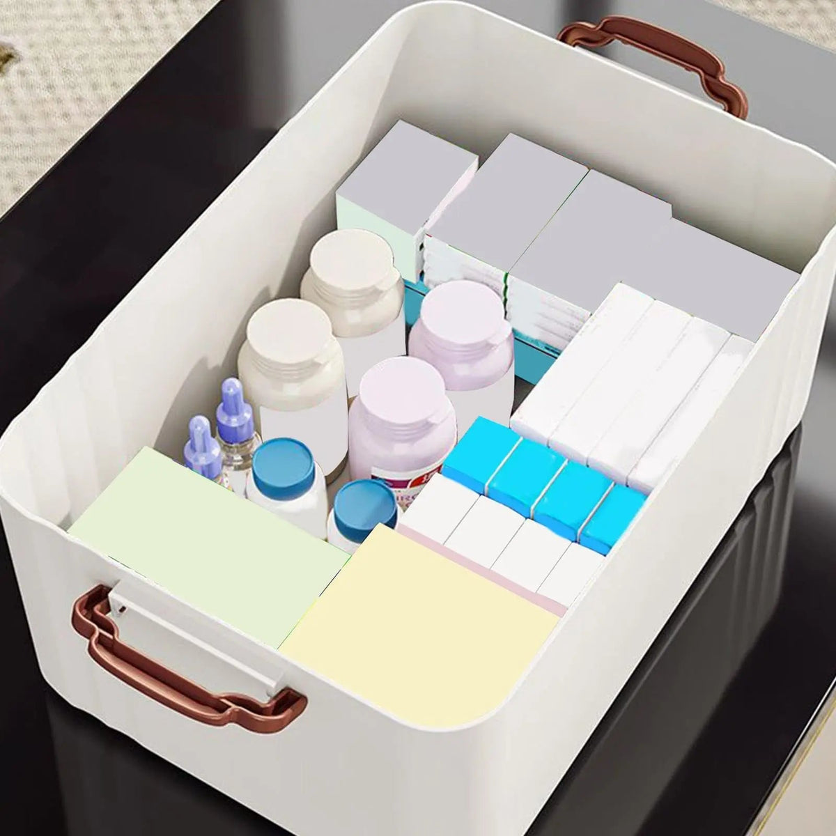 Portable Medical Storage Box 3 Tier First Aid Storage Box with Handle for Home Travel Use