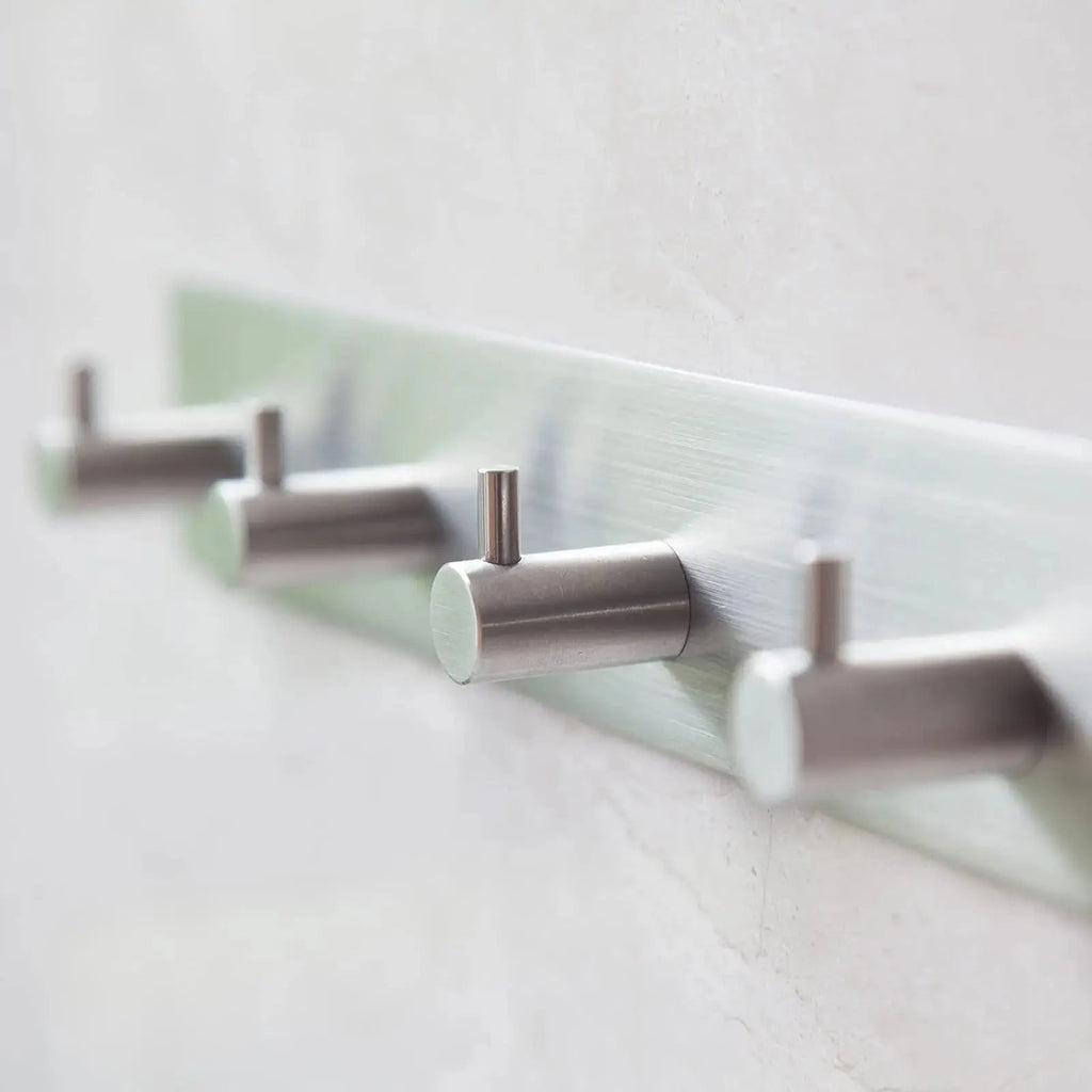 Self Adhesive Stainless Steel Hooks with Brushed Finish for Bathroom Kitchen and Key Storage