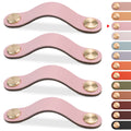 Faux Leather Drawer Pulls with Copper Head Hardware for Cabinets, Dressers, and Closets