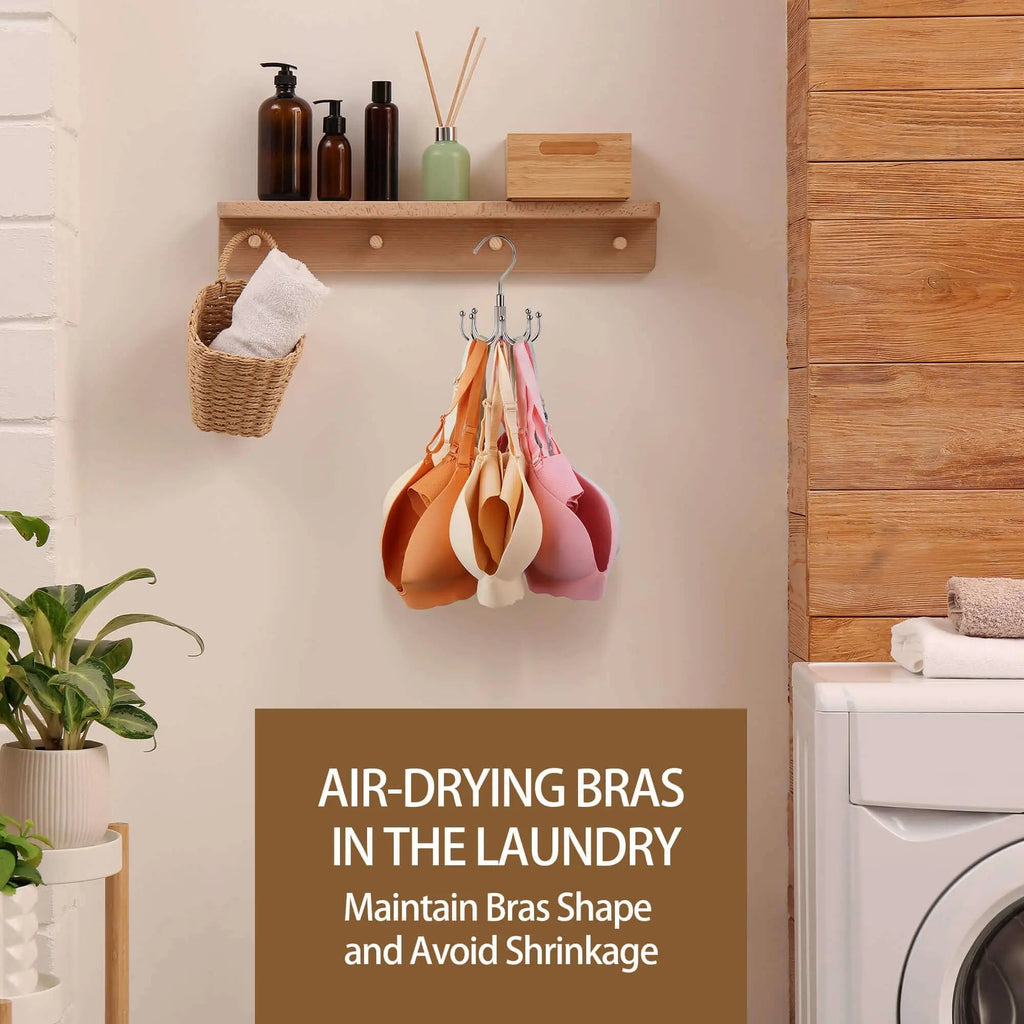 Rotatable Bra Organizer Hanger with 24 Hook Storage for Closet