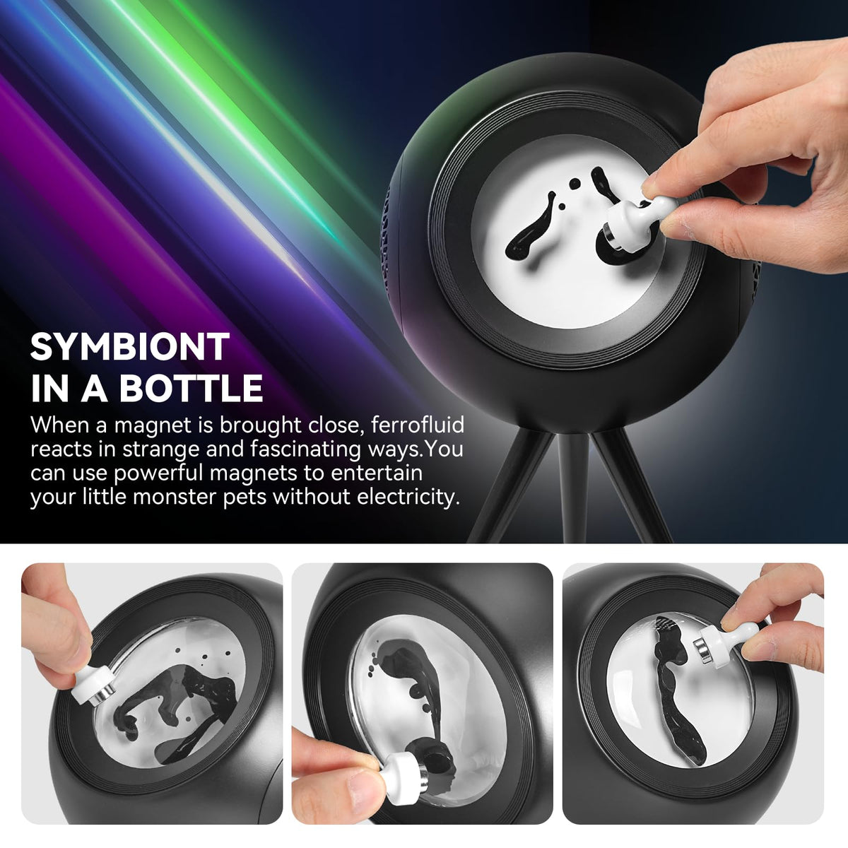 Magnetic Ferrofluid Speaker with Bluetooth Audio and Colorful Light Effect for Desk and Room Decor
